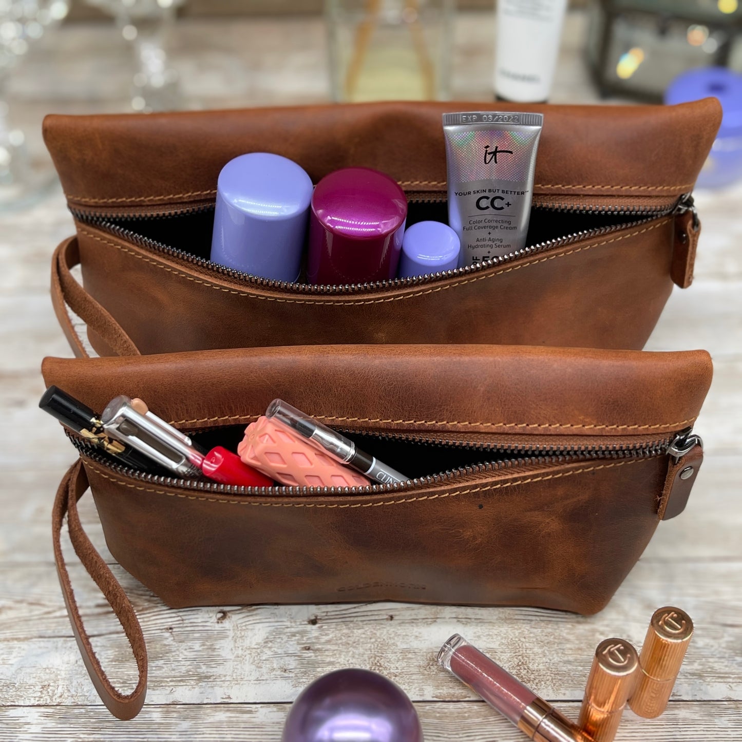 Mothers Day Gift |Leather Makeup Bag | Wedding Gift | Gift for Her | Leather Gift | Leather Cosmetic Pouch | Bridesmaid Bag | Cosmetic Bag