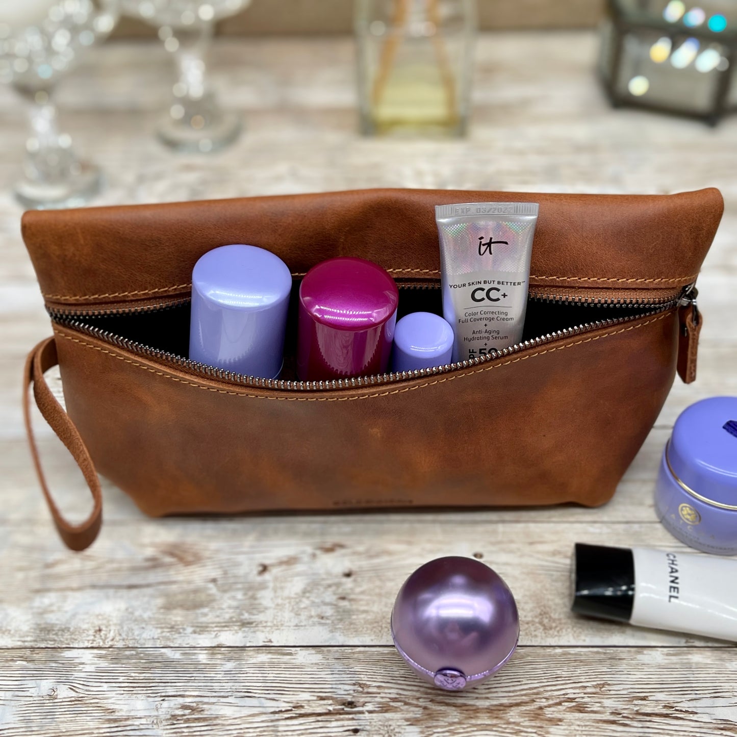 Mothers Day Gift |Leather Makeup Bag | Wedding Gift | Gift for Her | Leather Gift | Leather Cosmetic Pouch | Bridesmaid Bag | Cosmetic Bag