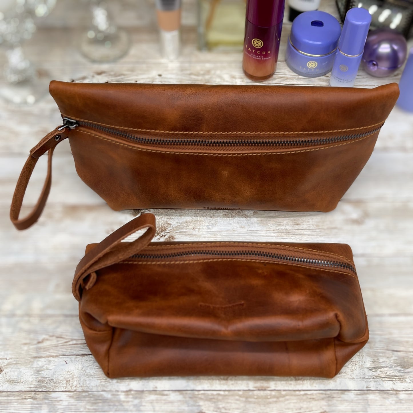 Mothers Day Gift |Leather Makeup Bag | Wedding Gift | Gift for Her | Leather Gift | Leather Cosmetic Pouch | Bridesmaid Bag | Cosmetic Bag