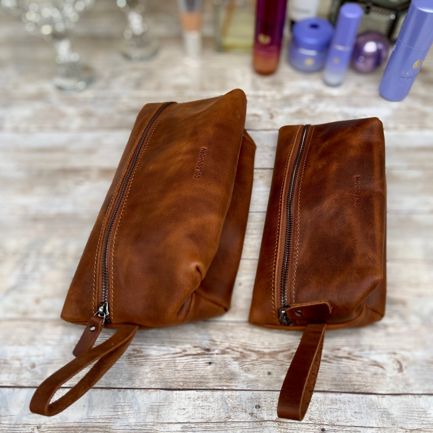 Mothers Day Gift |Leather Makeup Bag | Wedding Gift | Gift for Her | Leather Gift | Leather Cosmetic Pouch | Bridesmaid Bag | Cosmetic Bag