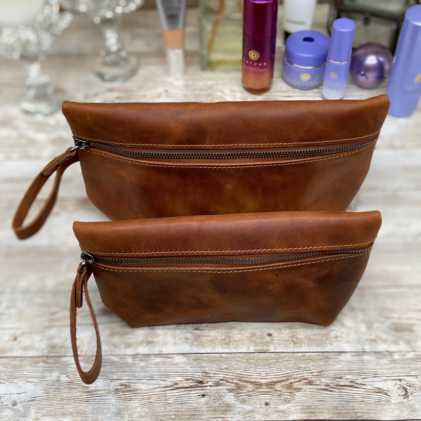 Mothers Day Gift |Leather Makeup Bag | Wedding Gift | Gift for Her | Leather Gift | Leather Cosmetic Pouch | Bridesmaid Bag | Cosmetic Bag