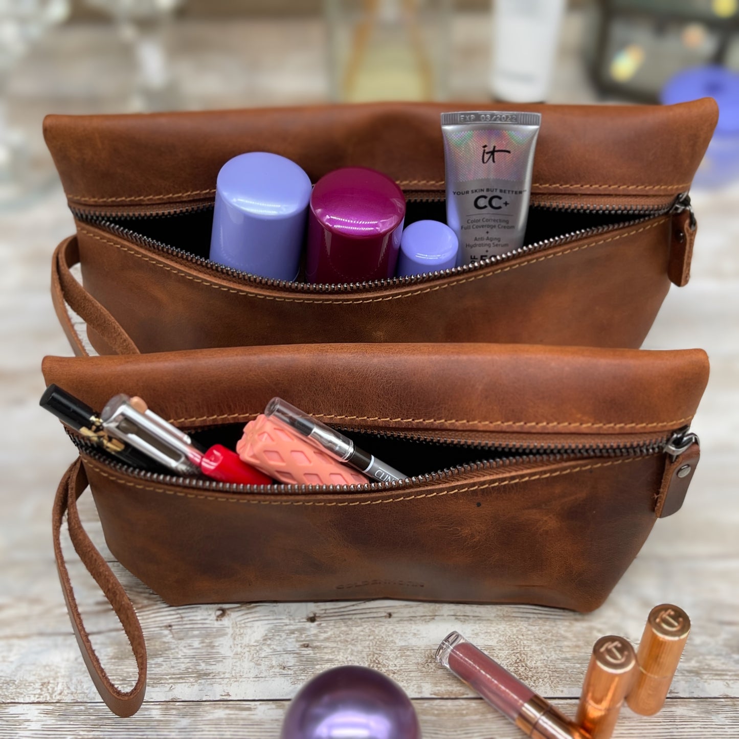 Mothers Day Gift |Leather Makeup Bag | Wedding Gift | Gift for Her | Leather Gift | Leather Cosmetic Pouch | Bridesmaid Bag | Cosmetic Bag
