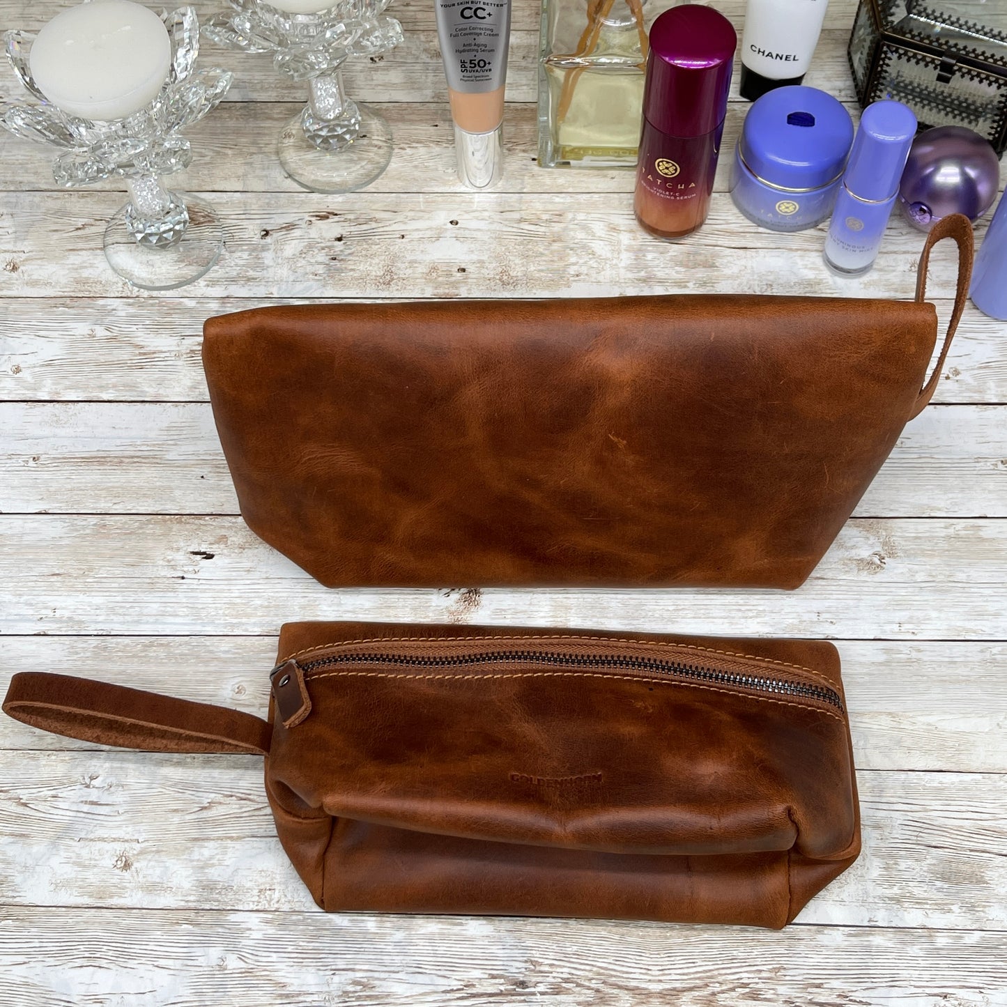 Mothers Day Gift |Leather Makeup Bag | Wedding Gift | Gift for Her | Leather Gift | Leather Cosmetic Pouch | Bridesmaid Bag | Cosmetic Bag