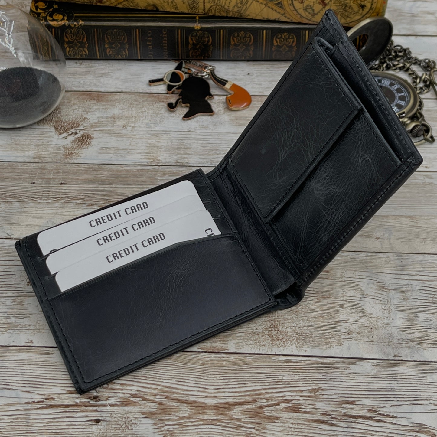 Antic Black Handmade Leather Wallet
