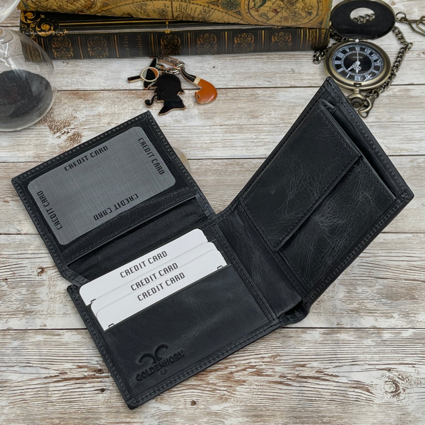 Antic Black Handmade Leather Wallet