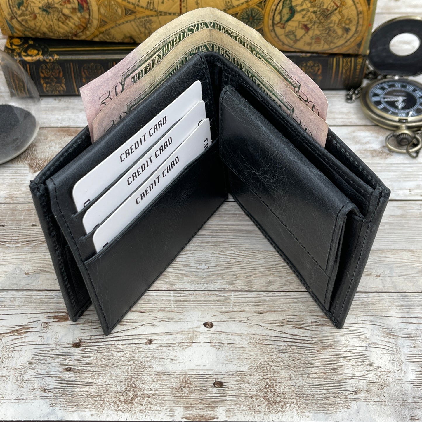 Antic Black Handmade Leather Wallet