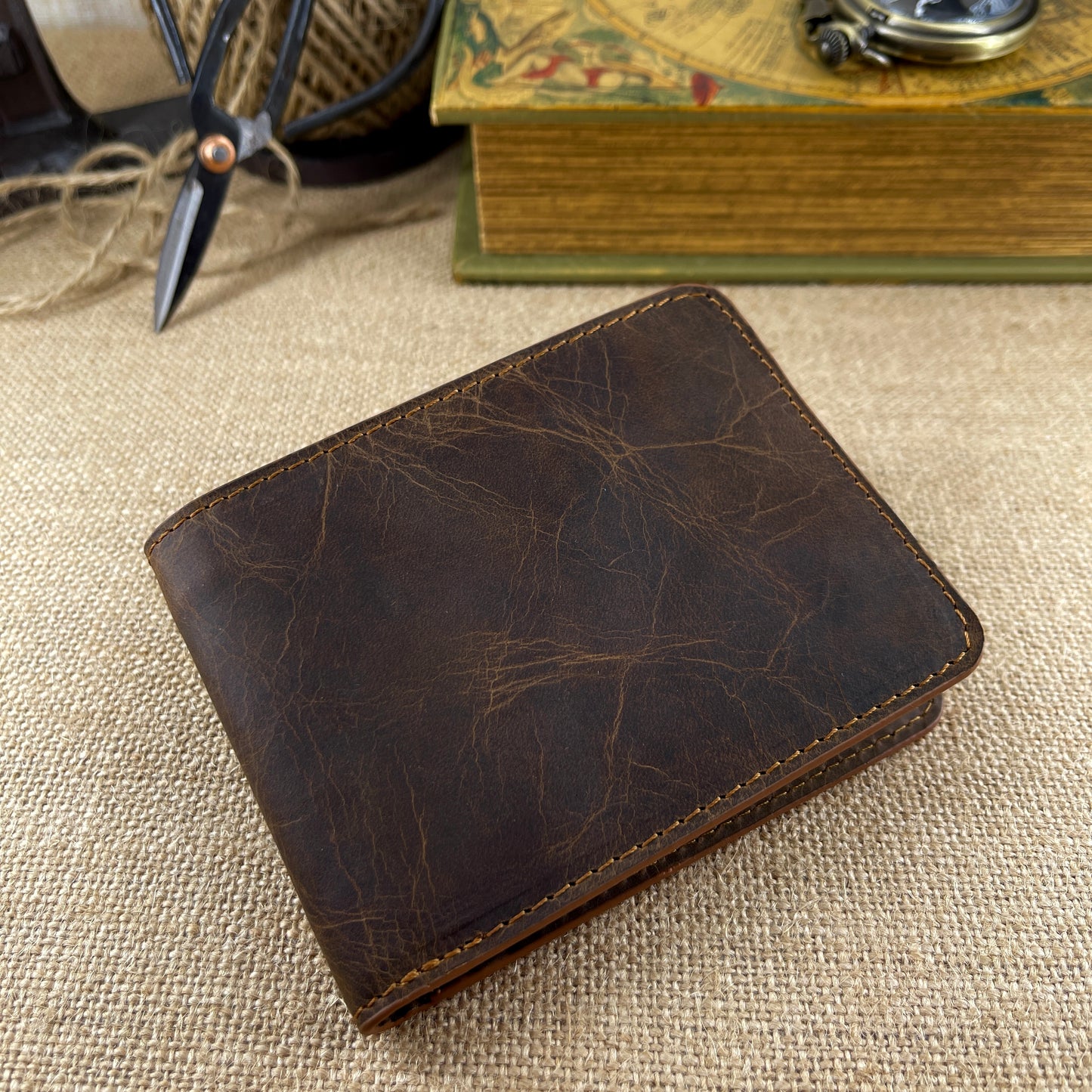 Minimalist Distressed Leather Brown Wallet