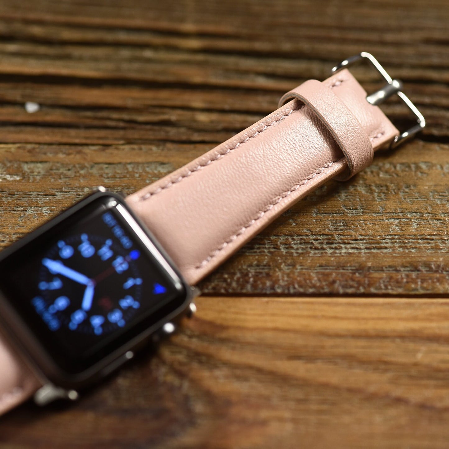 Nude Pink Apple Watch Band 38mm 40mm 42mm 44mm for Apple Watch Series 1 2 3 4 5 6 & SE, Premium Leather Apple Watch Strap, iWatch Band Women