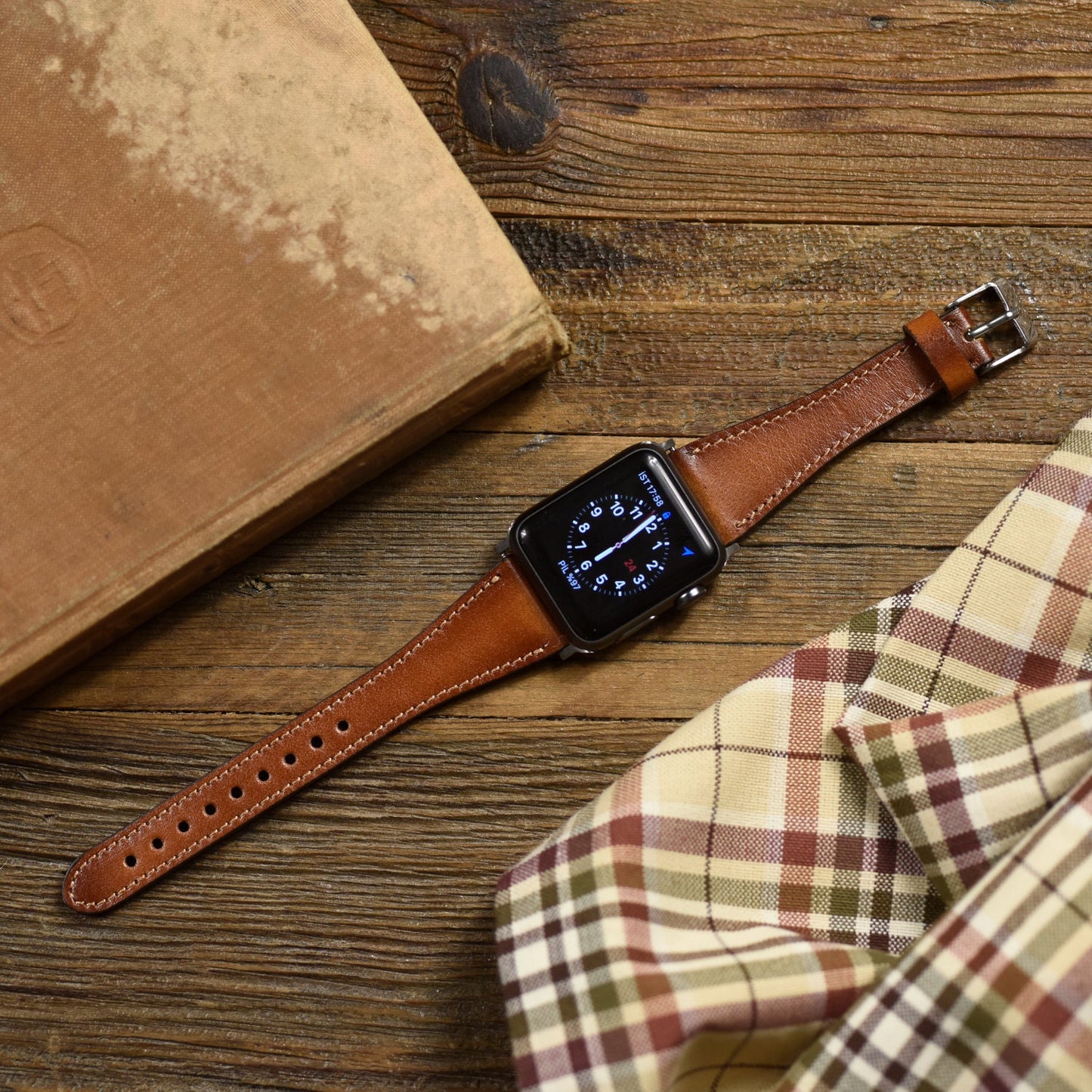 Genuine Brown Leather Apple Watch band, 42mm, 38mm, 40mm, 44mm for series 1-2-3-4-5-6-7&SE