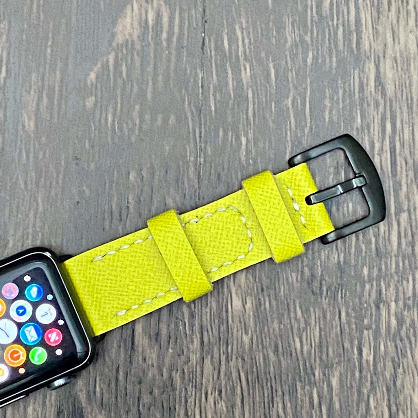 Yellow Apple Watch Leather Band, 100% Hand Cut and Hand Stitched Apple Watch Leather Band 42mm, 38mm, 40mm, 44mm for All Series
