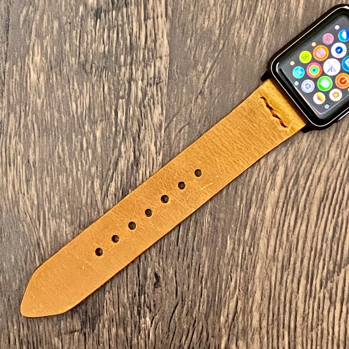 Light Brown Genuine Leather Apple Watch Band, 100 % Hand Cut and Hand Stitched Apple Band 42mm, 38mm, 40mm, 44mm for Series 1-2-3-4-5-6
