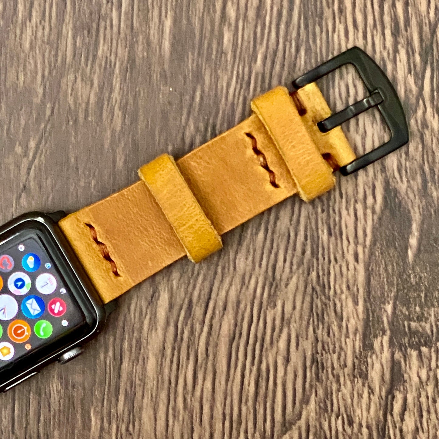 Light Brown Genuine Leather Apple Watch Band, 100 % Hand Cut and Hand Stitched Apple Band 42mm, 38mm, 40mm, 44mm for Series 1-2-3-4-5-6