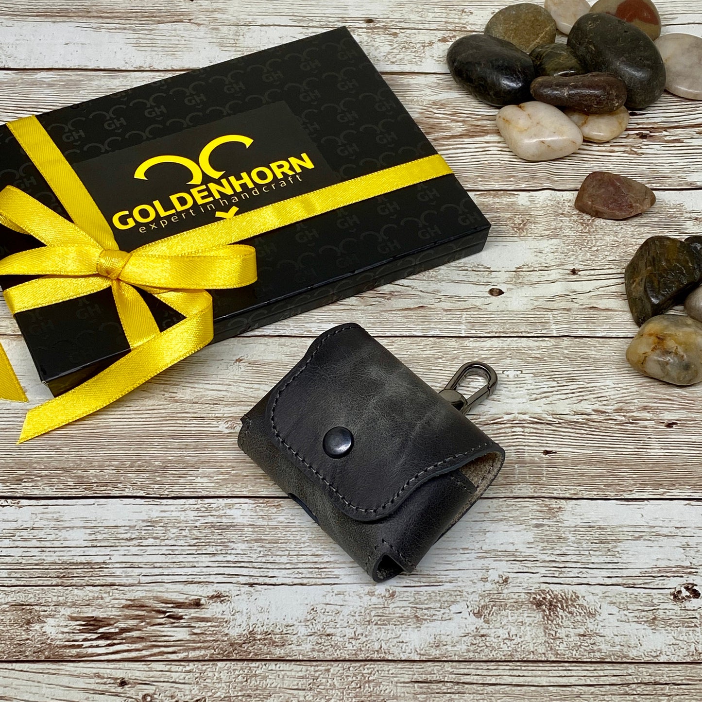 Gray AirPods Case with Keychain, Personalized AirPods Leather Case Cover, Airpod Pro Case, Leather Airpod Pro Case, Engraved AirPods Case,