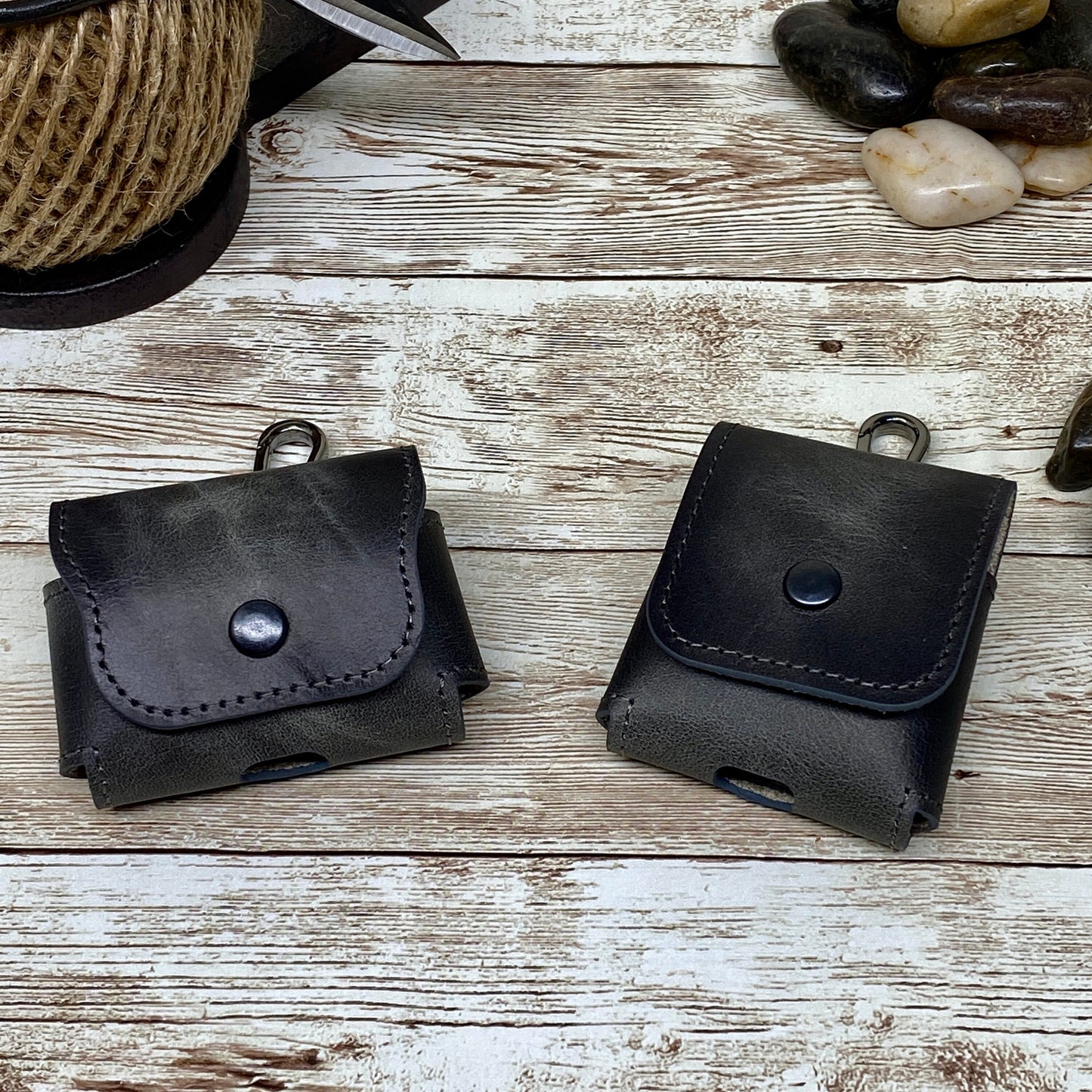 Gray AirPods Case with Keychain, Personalized AirPods Leather Case Cover, Airpod Pro Case, Leather Airpod Pro Case, Engraved AirPods Case,