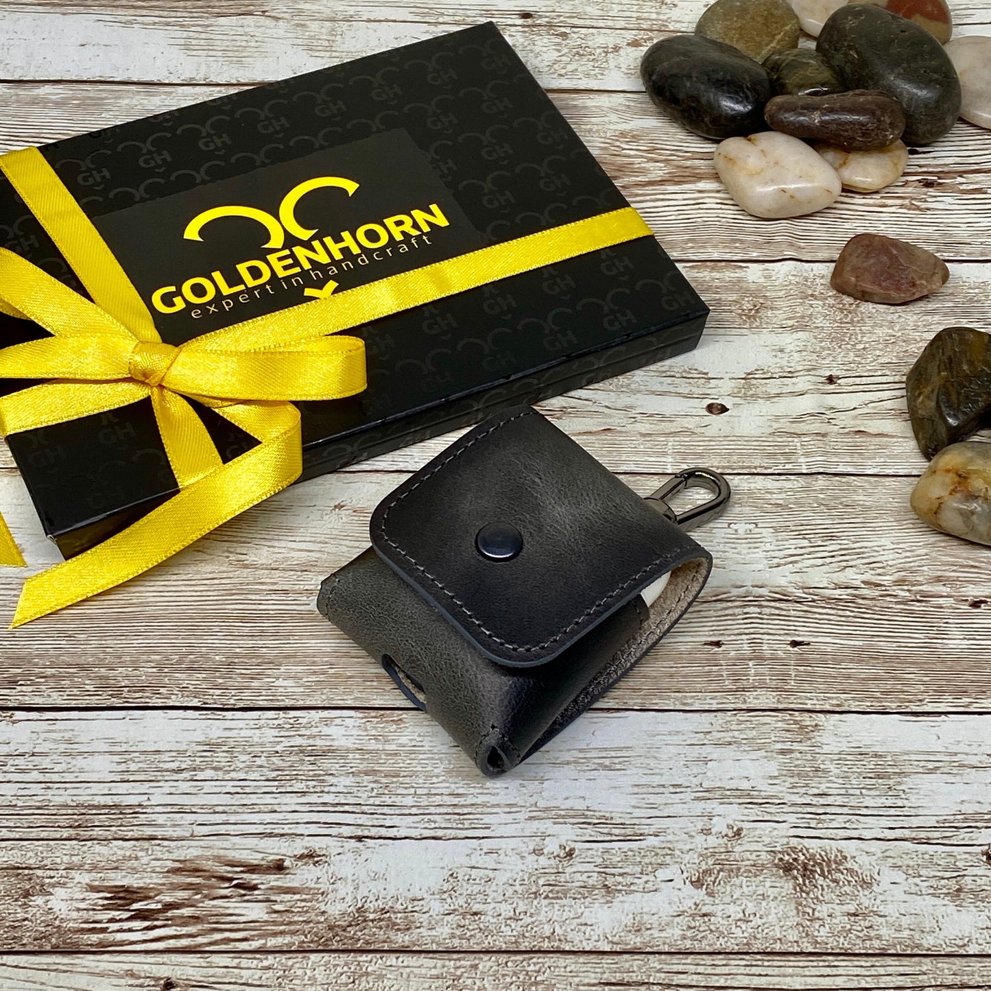 Gray AirPods Case with Keychain, Personalized AirPods Leather Case Cover, Airpod Pro Case, Leather Airpod Pro Case, Engraved AirPods Case,
