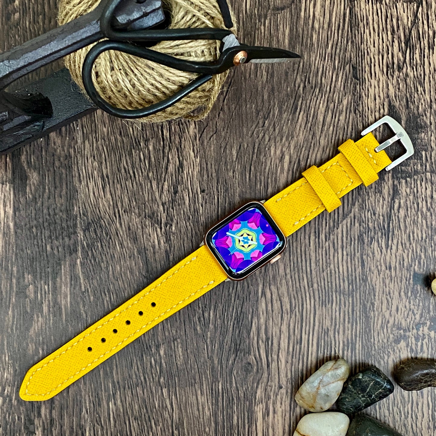 Yellow Apple Watch Band | Apple Watch Leather Yellow Band | Handmade Yellow Apple Watch Strap | Mothers Day Gift Apple Watch Band