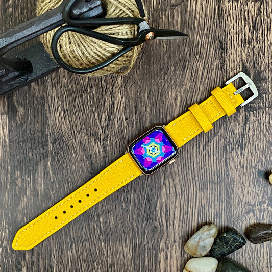 Yellow Apple Watch Band | Apple Watch Leather Yellow Band | Handmade Yellow Apple Watch Strap | Mothers Day Gift Apple Watch Band