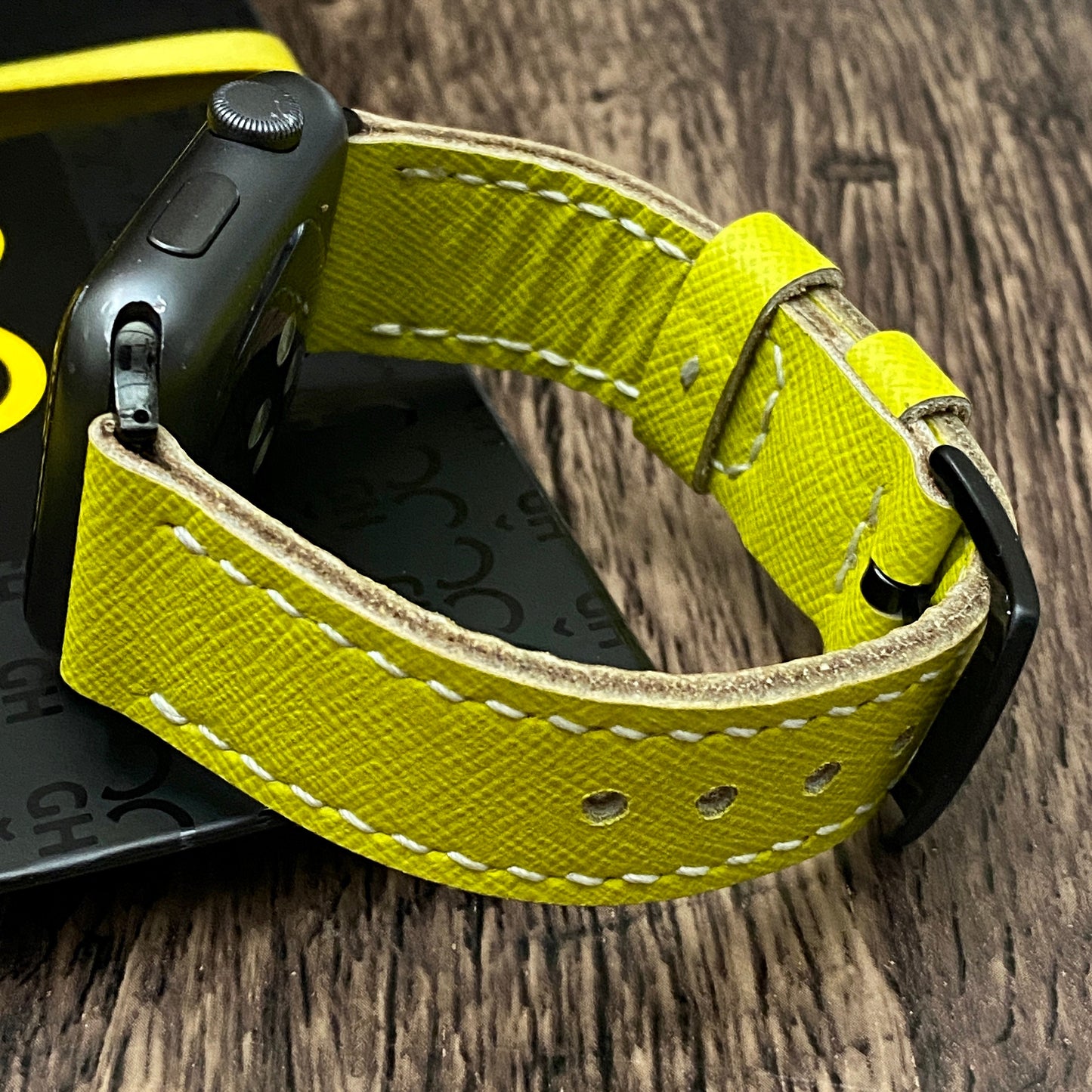 Yellow Apple Watch Leather Band, 100% Hand Cut and Hand Stitched Apple Watch Leather Band 42mm, 38mm, 40mm, 44mm for All Series