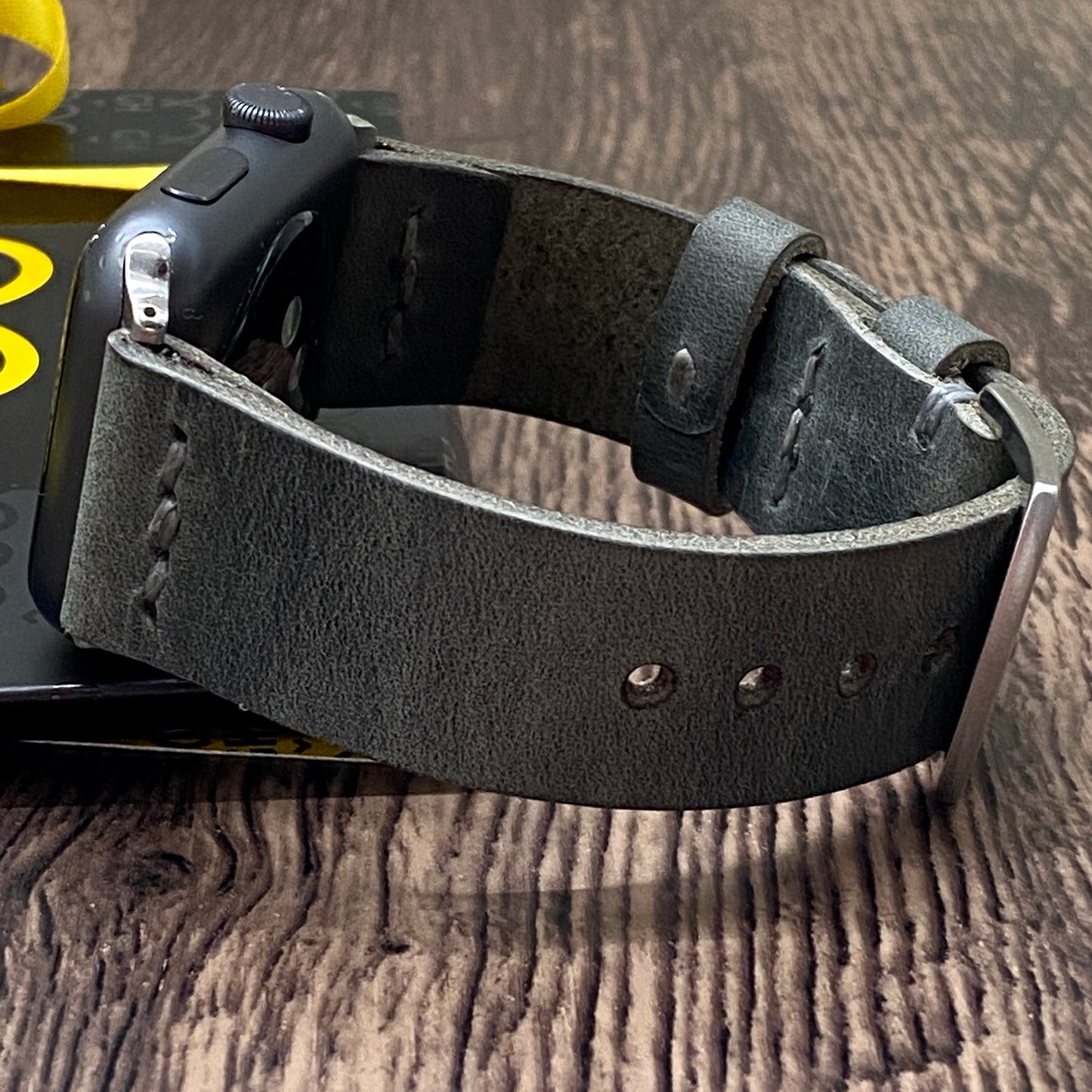 Light Gray Genuine Leather Apple Watch Band, 100 % Hand Cut and Hand Stitched Apple Band 42mm, 38mm, 40mm, 44mm for Series 1-2-3-4-5-6
