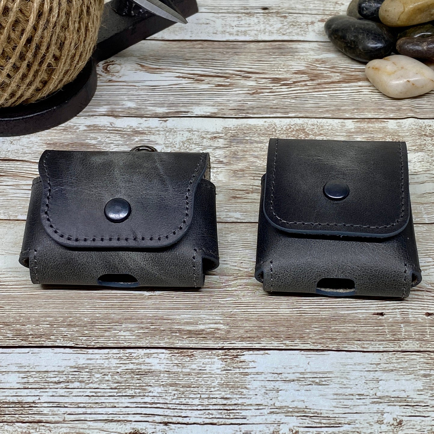 Gray AirPods Case with Keychain, Personalized AirPods Leather Case Cover, Airpod Pro Case, Leather Airpod Pro Case, Engraved AirPods Case,