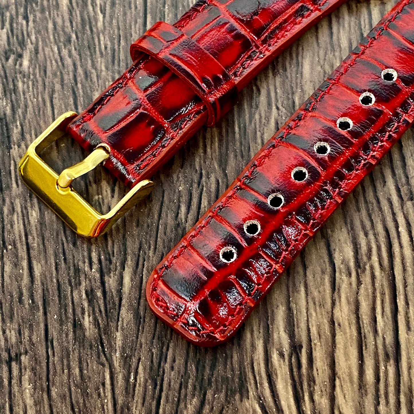 Red Croco Leather Apple Watch Band 42mm, 38mm, 40mm, 44mm for Series 1-2-3-4-5-6, Anniversary Gift, Christmas Gift, Birthday Gift