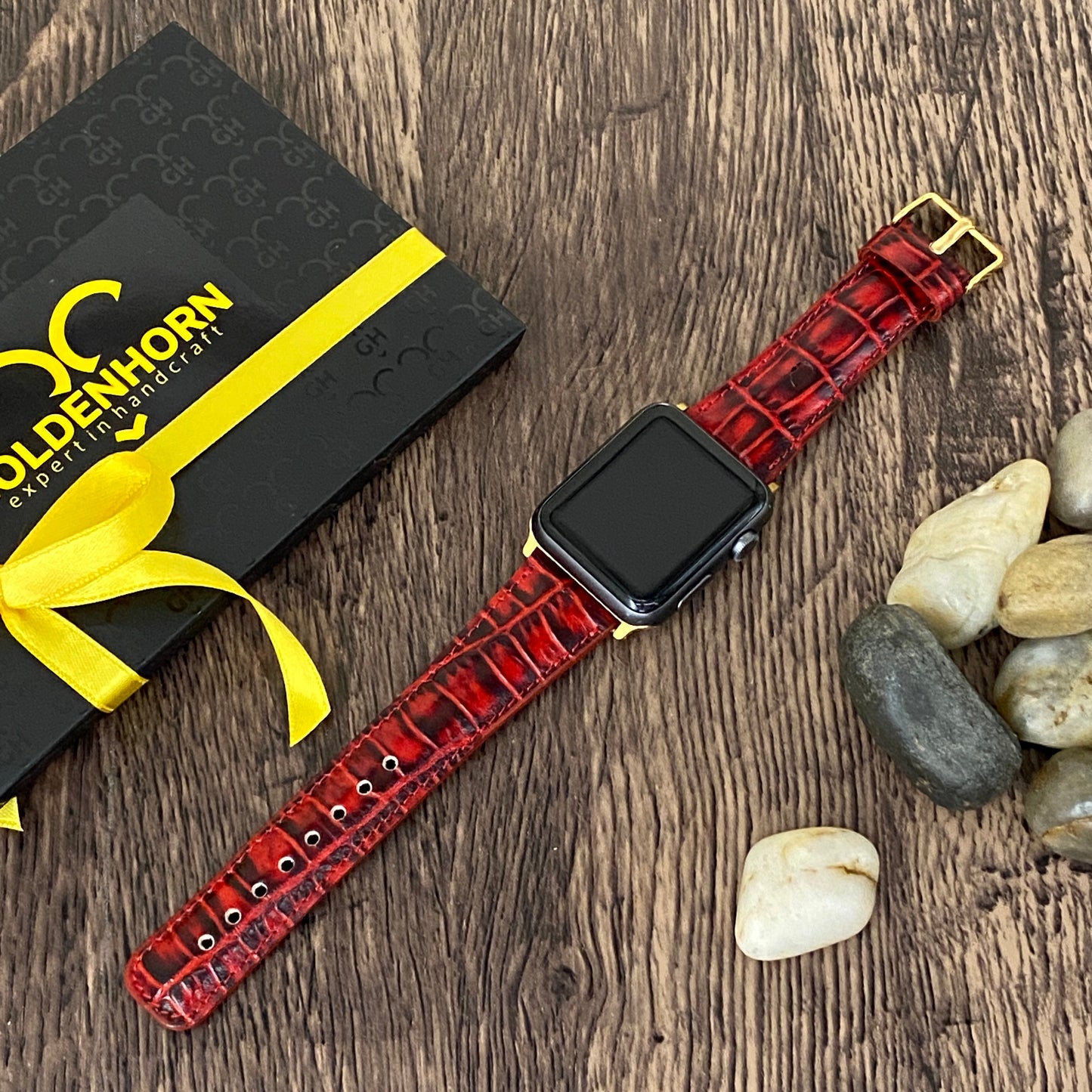 Red Croco Leather Apple Watch Band 42mm, 38mm, 40mm, 44mm for Series 1-2-3-4-5-6, Anniversary Gift, Christmas Gift, Birthday Gift