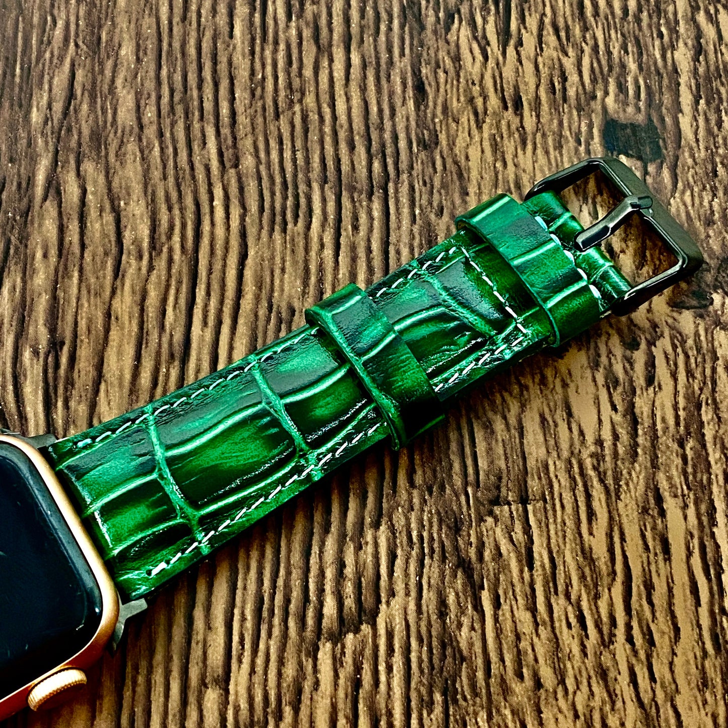 Green Croco Premium Leather Apple Watch Band 38mm, 42mm, 44mm, 40mm for Series 6-5-4-3-2-1, Gift for Him, Gift for Husband, Gift for Friend