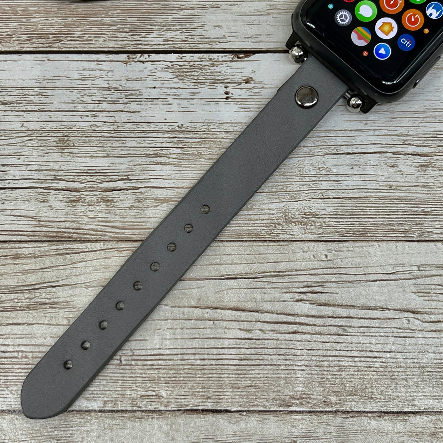 Gray Leather Apple Watch Band 38mm 40mm 42mm 44mm, Slim Leather Apple Watch for Women, iWatch Band, Gift for Sister
