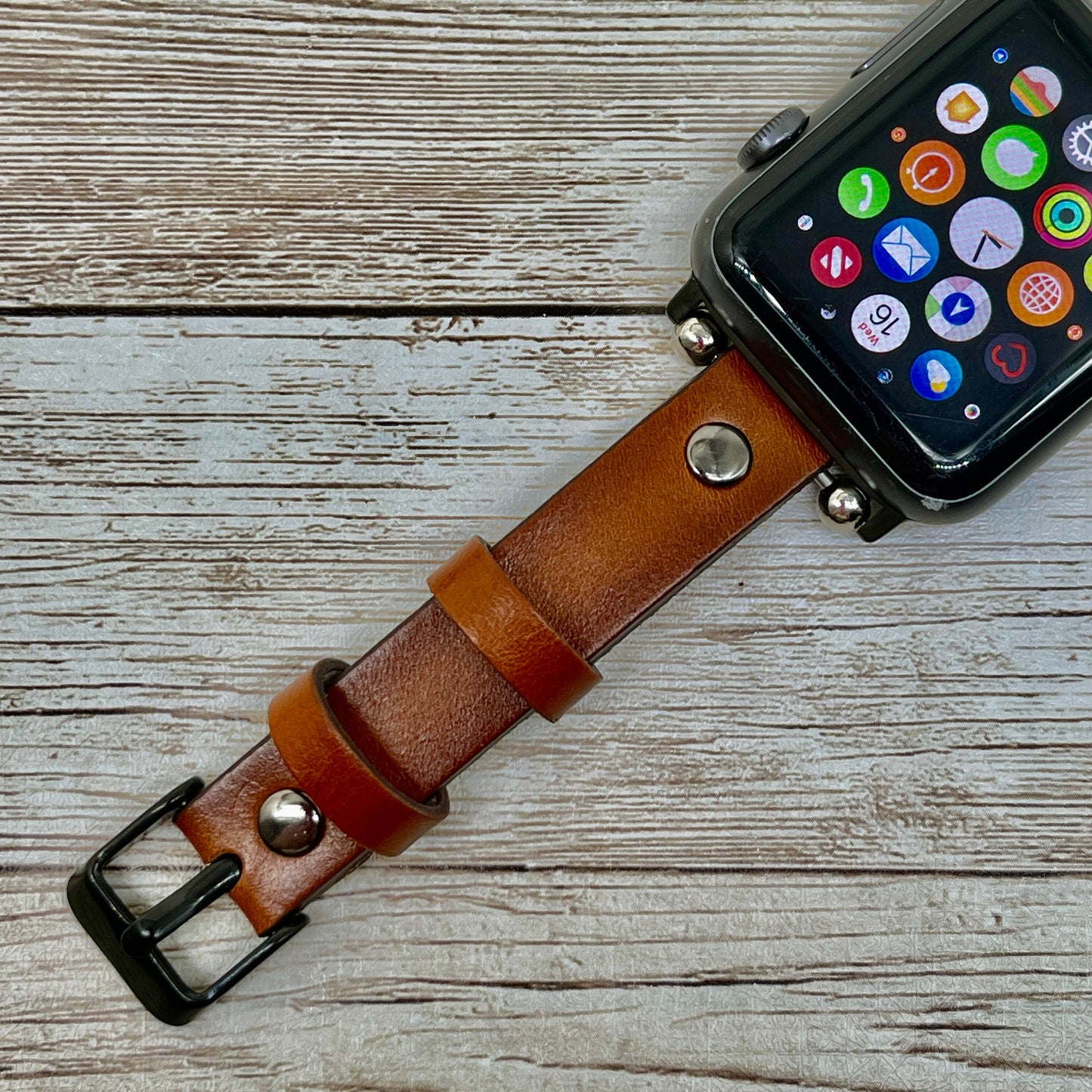 Brown Burnished Leather Apple Watch Band 38, 40, 42, 44mm, Slim Leather Apple Watch for Women, iWatch Band for Sister, Free Customization