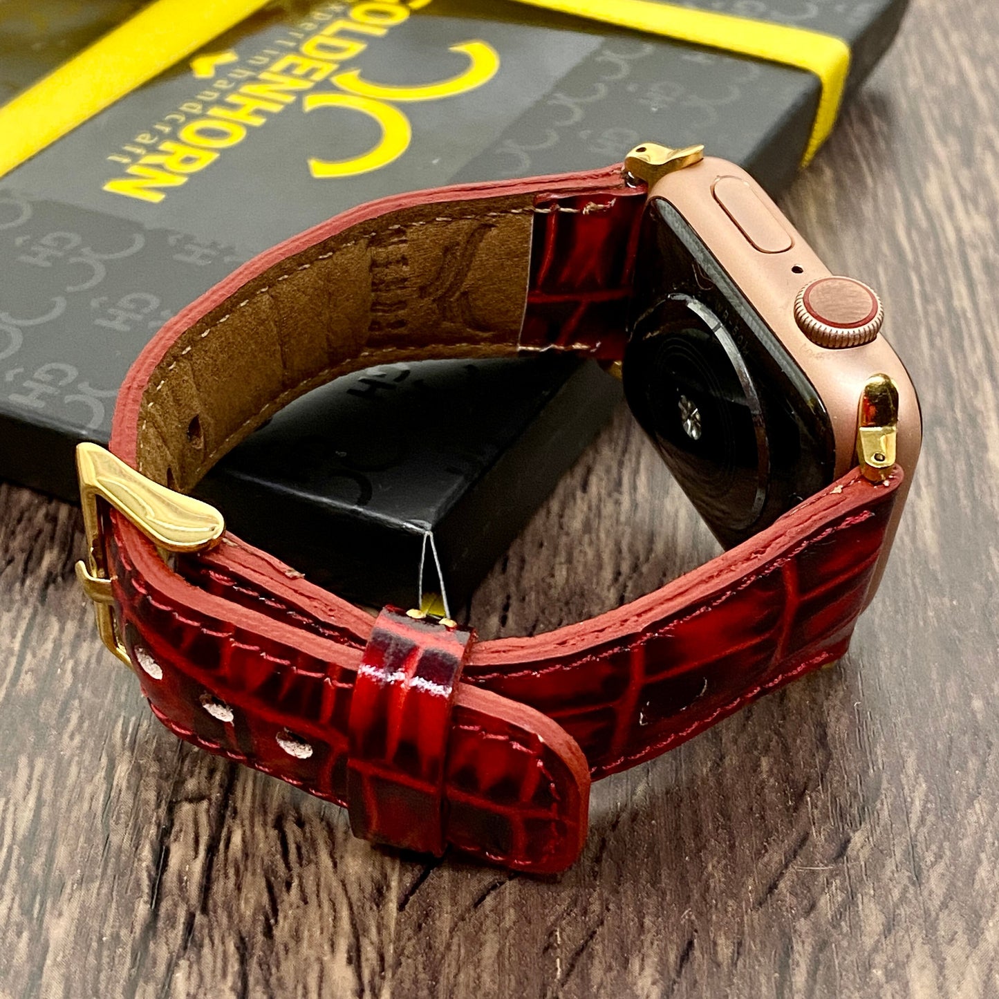 Red Croco Leather Apple Watch Band 42mm, 38mm, 40mm, 44mm for Series 1-2-3-4-5-6, Anniversary Gift, Christmas Gift, Birthday Gift
