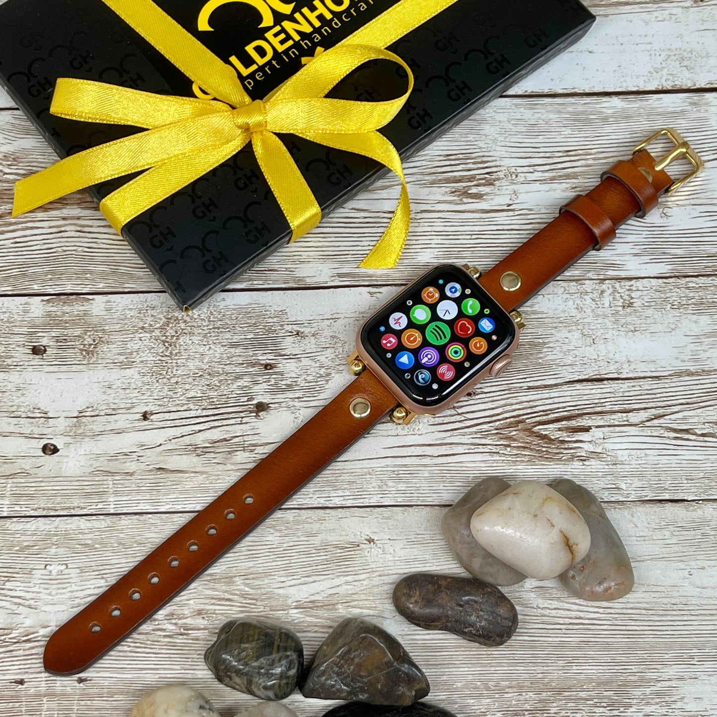 Brown Burnished Leather Apple Watch Band 38, 40, 42, 44mm, Slim Leather Apple Watch for Women, iWatch Band for Sister, Free Customization