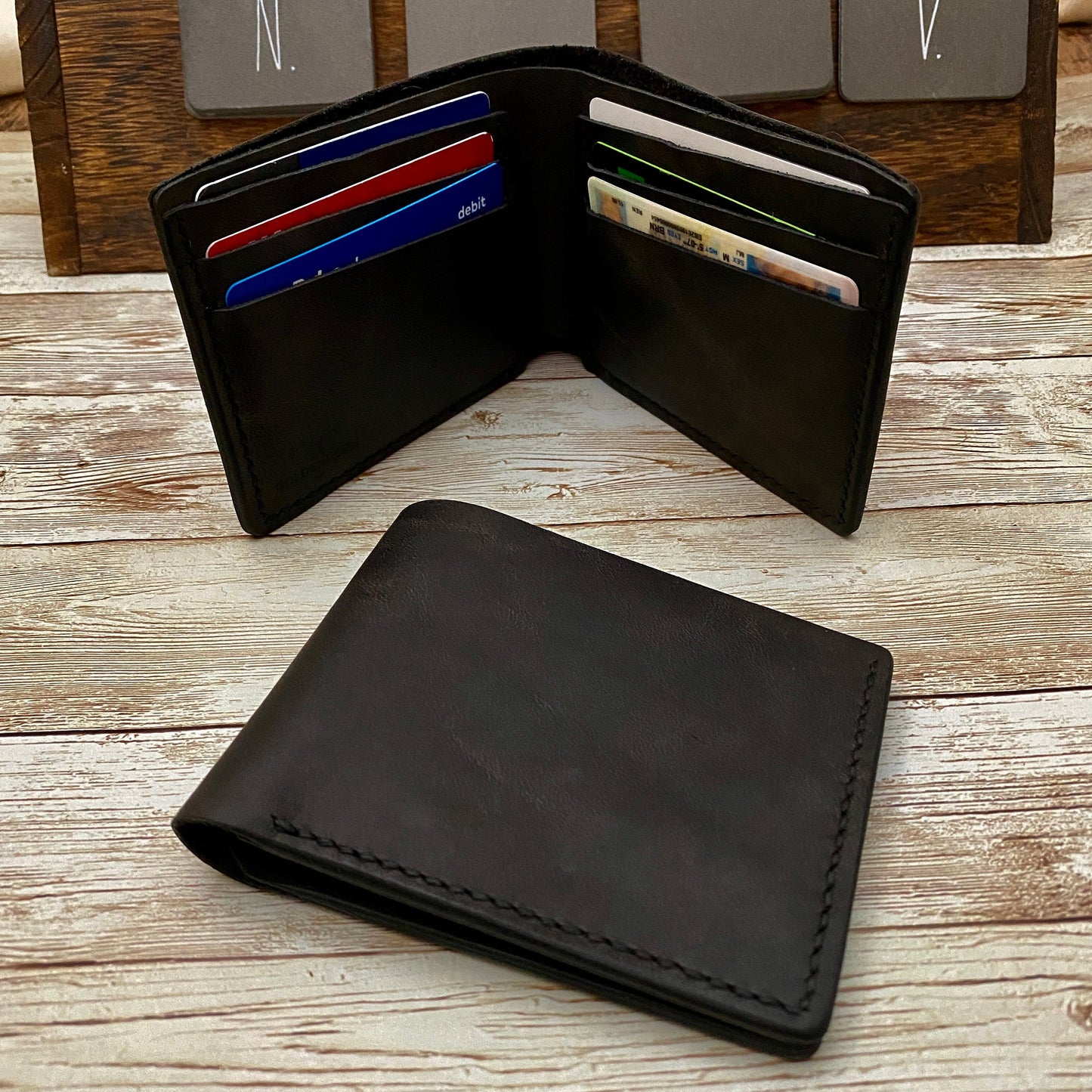 Leather Wallet Personalized for Him, Personalized Gift for Godfather, Customized Handmade Wallet, Father Day Gift