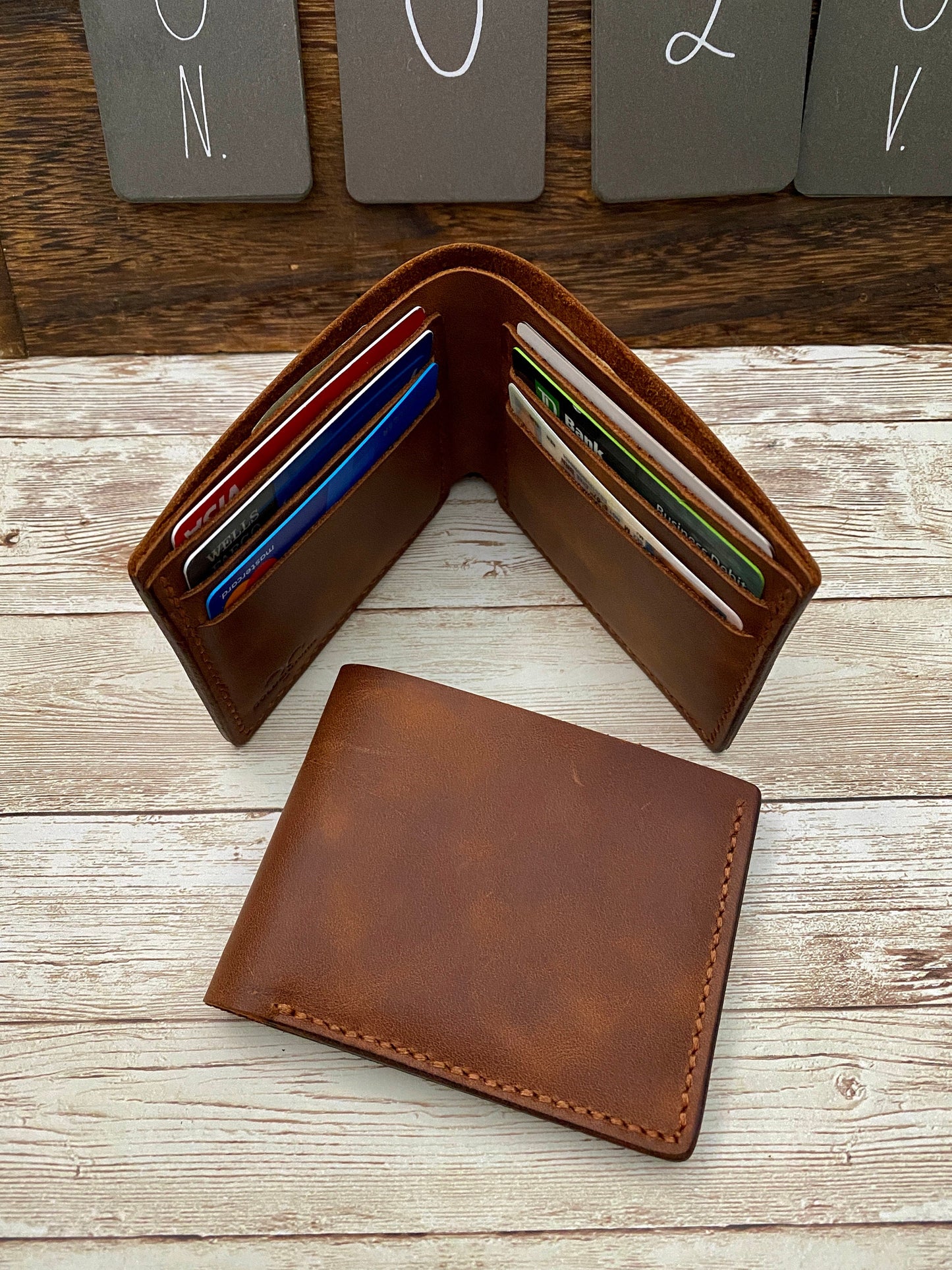 Leather Wallet Personalized for Him, Personalized Gift for Godfather, Customized Handmade Wallet, Father Day Gift