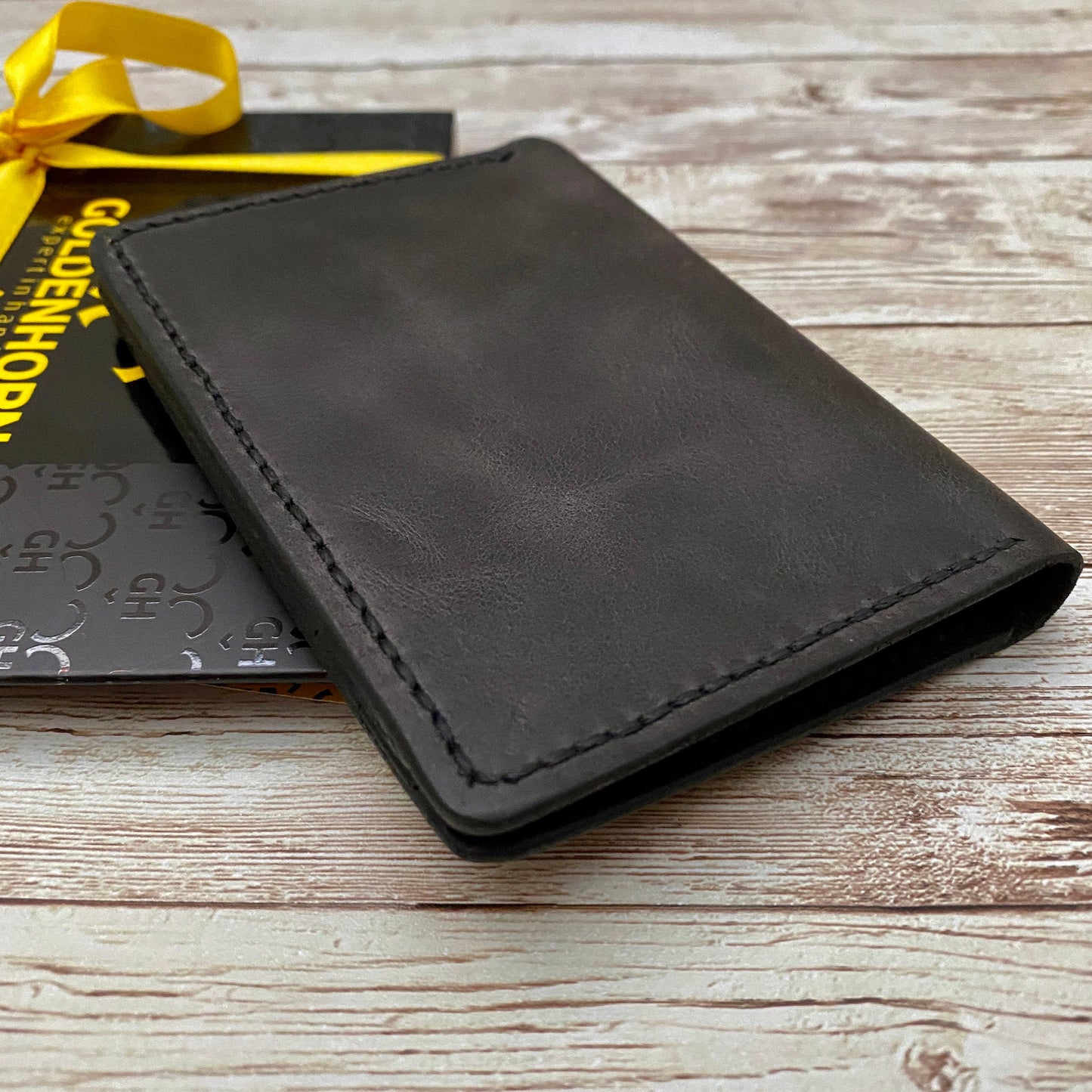 Personalized Black Leather Wallet Made From Full-Grain Leather for Anniversary Birthday or Father's Day Gift For Him, Personalized Gift