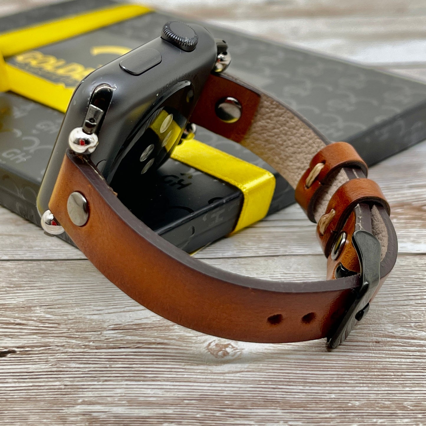 Brown Burnished Leather Apple Watch Band 38, 40, 42, 44mm, Slim Leather Apple Watch for Women, iWatch Band for Sister, Free Customization