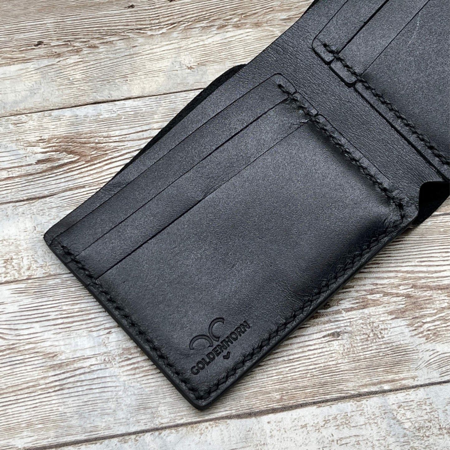 Black Leather Wallet Personalized for Him, Engraved Wallet for Anniversary Gift, Boy Friend Gift Custom Wallet