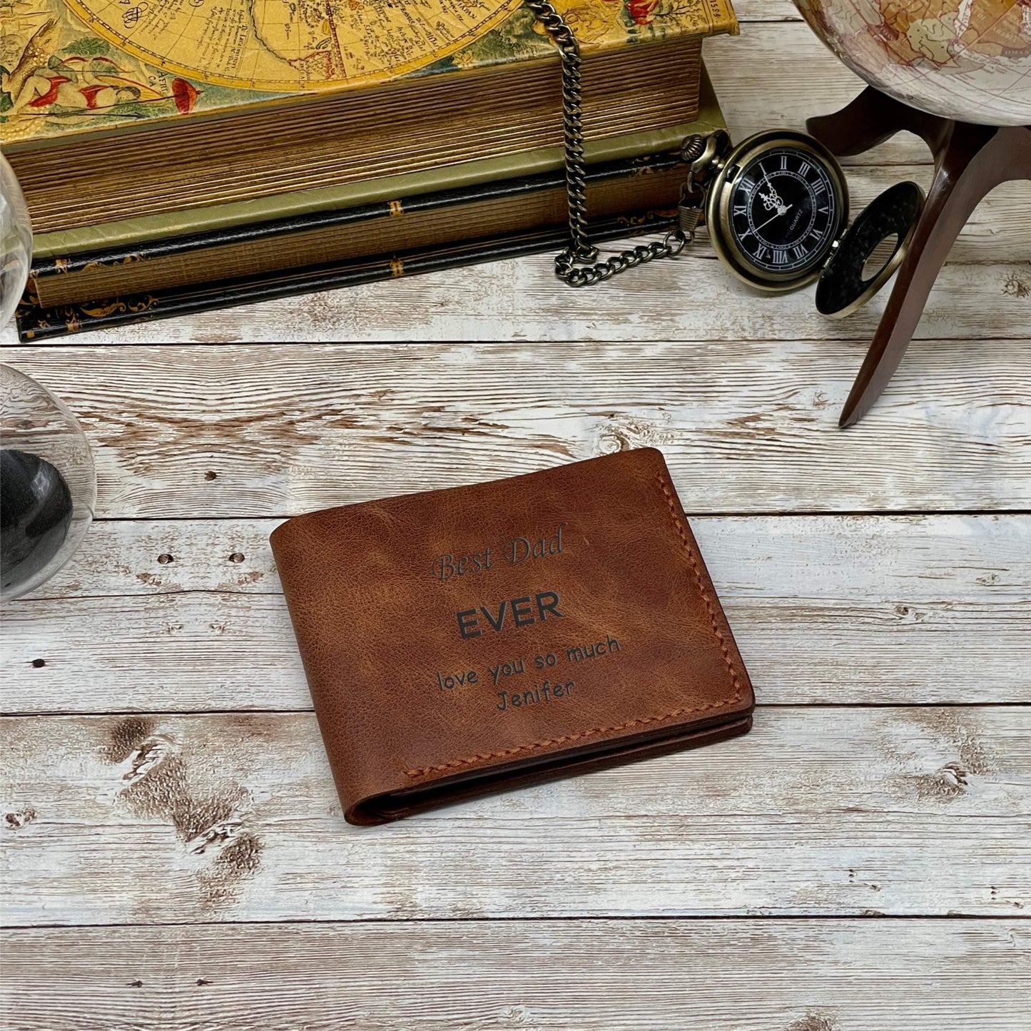 Brown Leather Wallet l Custom Cowhide Leather Wallet l Anniversary Gift for Him Personalized Mens Full Grain Leather Wallet