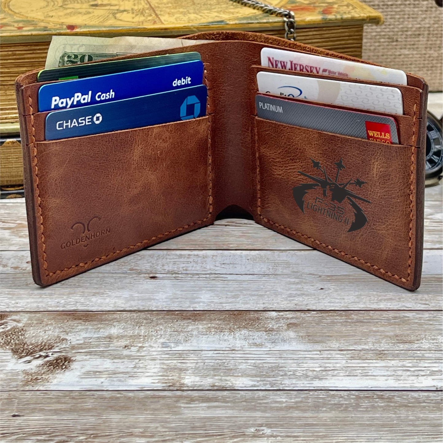 Brown Leather Wallet l Custom Cowhide Leather Wallet l Anniversary Gift for Him Personalized Mens Full Grain Leather Wallet