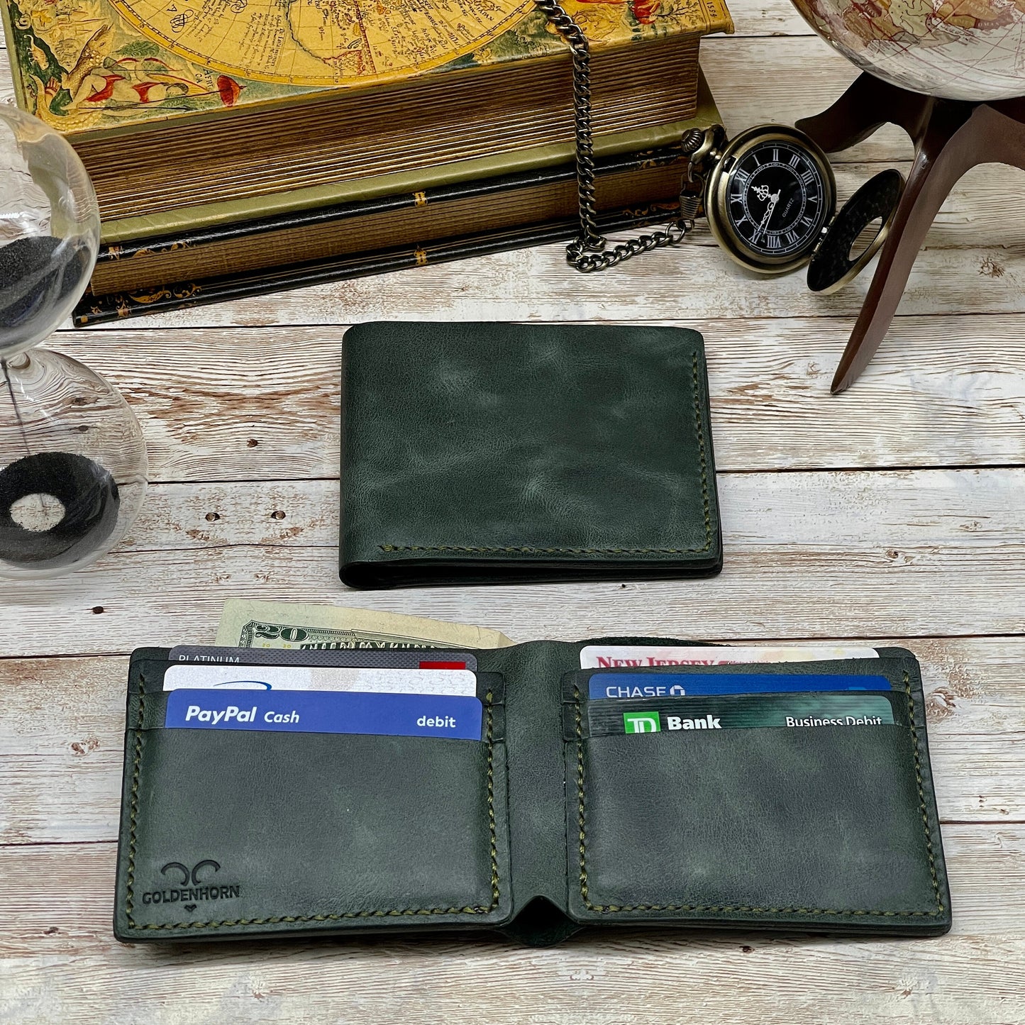 Brown Leather Wallet l Custom Cowhide Leather Wallet l Anniversary Gift for Him Personalized Mens Full Grain Leather Wallet