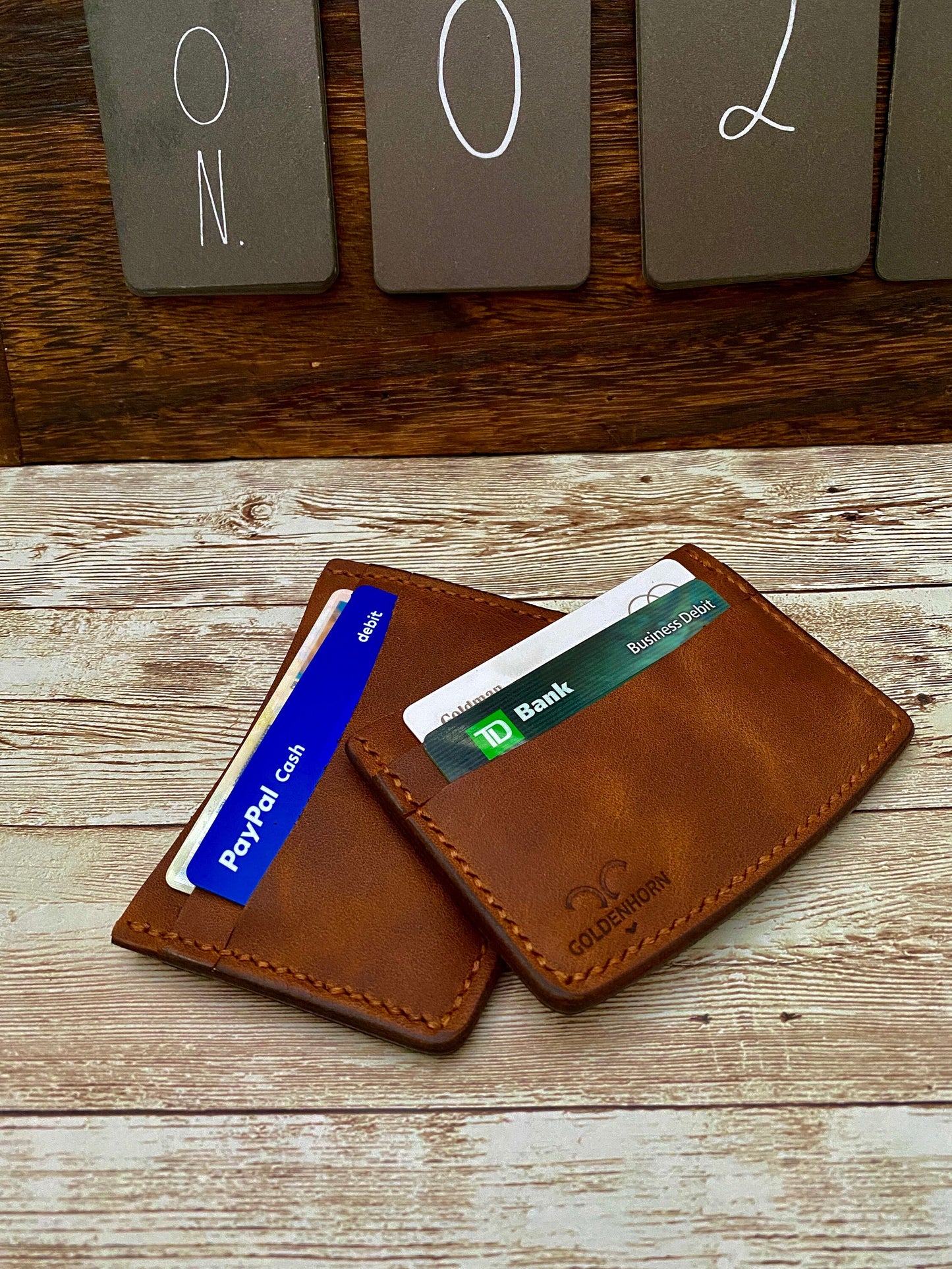 Leather Credit Card and Cash Holder, Personalized Slim Card Case, Custom Business Card Case for 4 Card and Cash Pocket