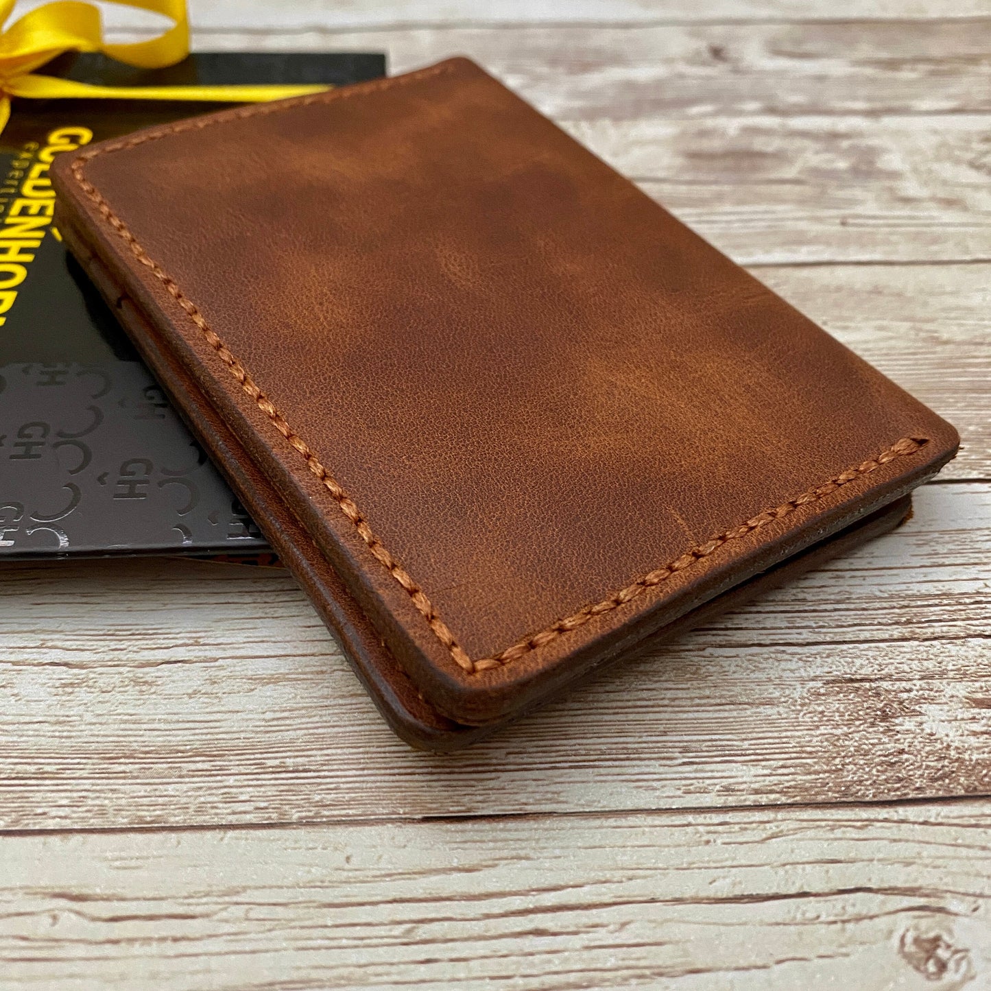 Brown Leather Wallet Made From Full-Grain Leather for Anniversary Birthday or Father's Day Gift, Personalized Gift