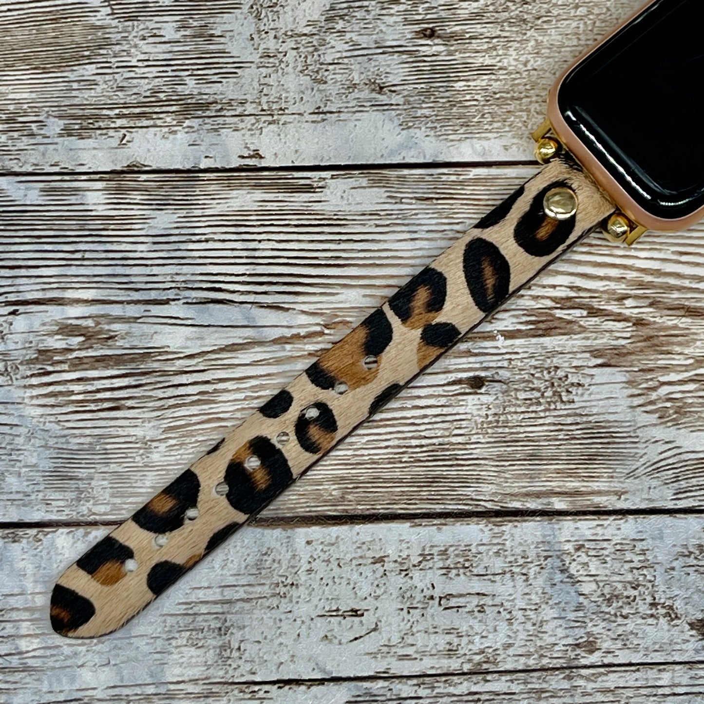 Leopard Pattern Apple Watch Band 38mm 40mm 42mm 44mm, Slim Leather Apple Watch for Women, iWatch Band, Gift for Sister