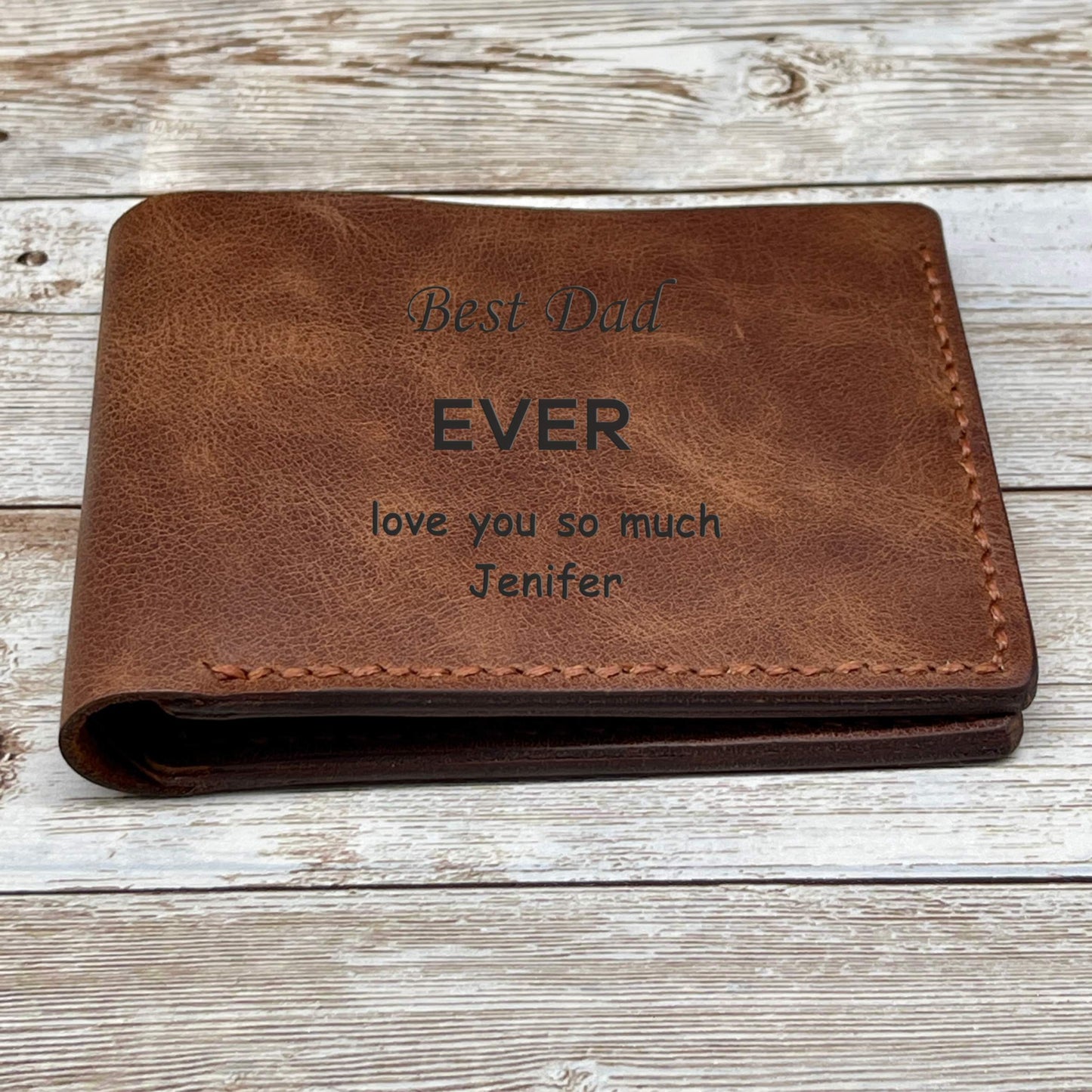 Brown Leather Wallet l Custom Cowhide Leather Wallet l Anniversary Gift for Him Personalized Mens Full Grain Leather Wallet