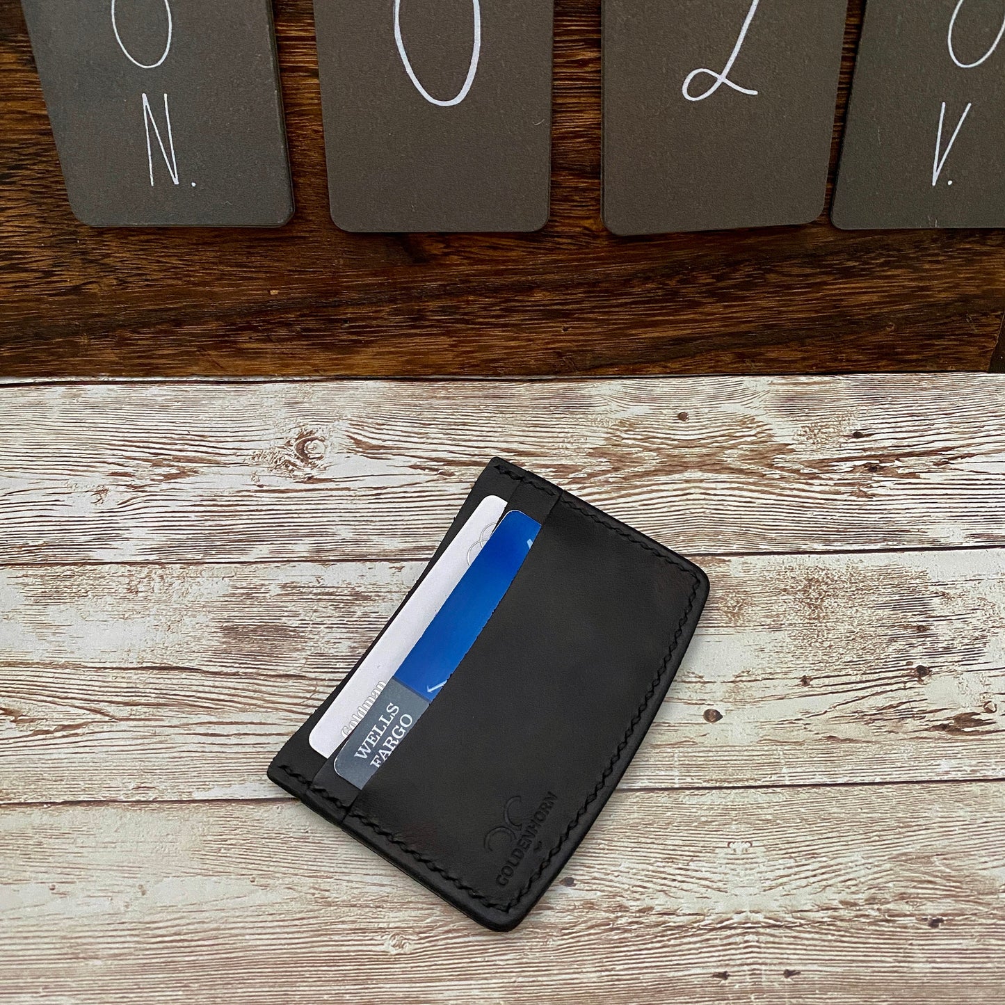 Leather Credit Card and Cash Holder, Personalized Slim Card Case, Custom Business Card Case for 4 Card and Cash Pocket