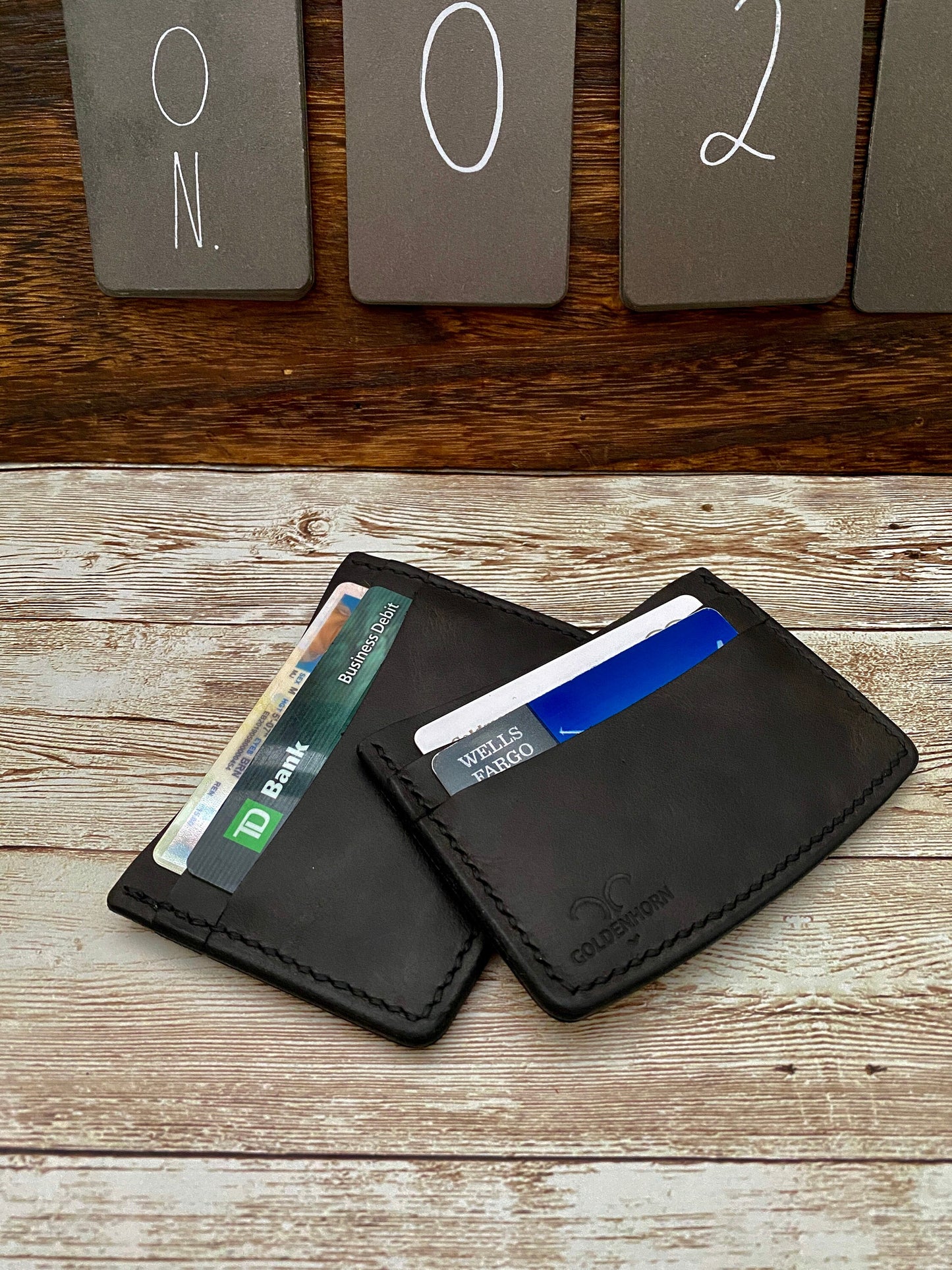 Leather Credit Card and Cash Holder, Personalized Slim Card Case, Custom Business Card Case for 4 Card and Cash Pocket