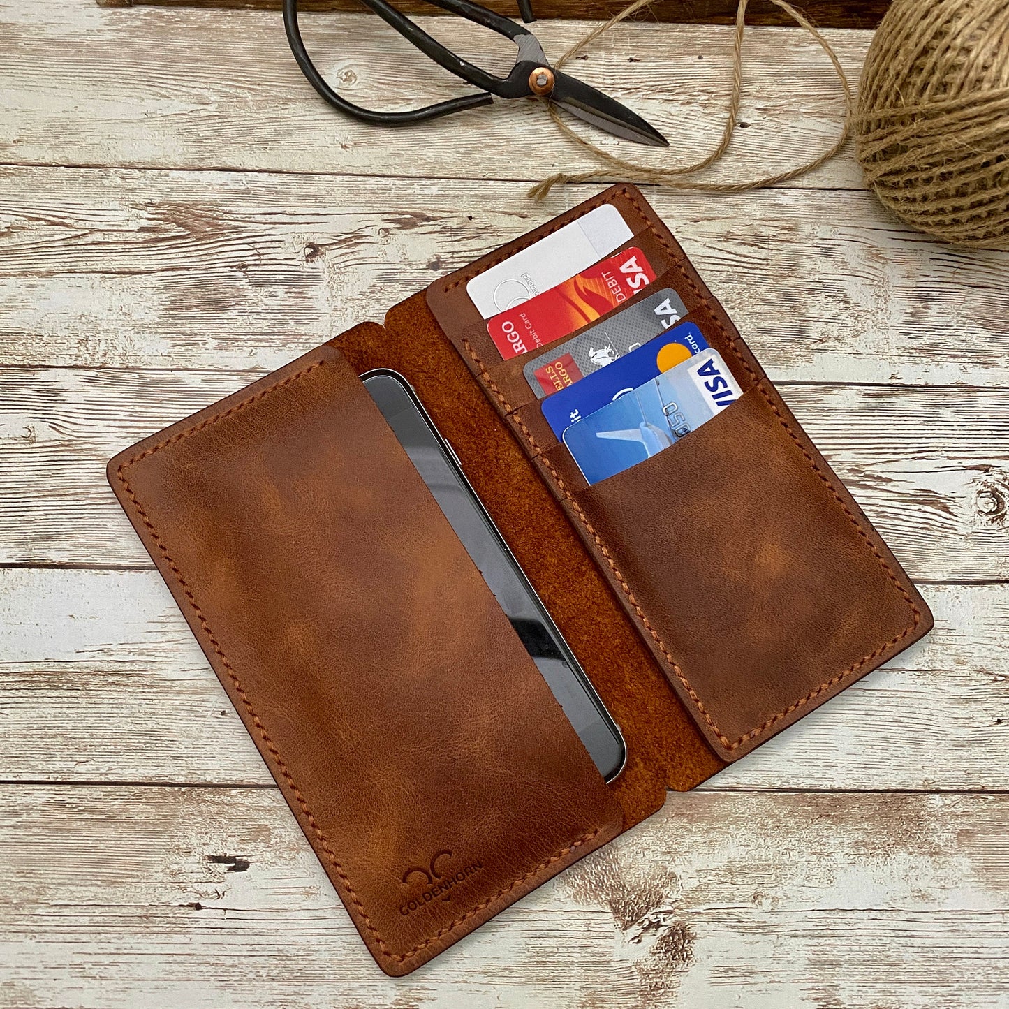 iPhone Leather Wallet Case, Free Personalized Leather Credit Card, Cash and Phone Holder For iPhone 6, 7, 8, X, 11 and 12 Models