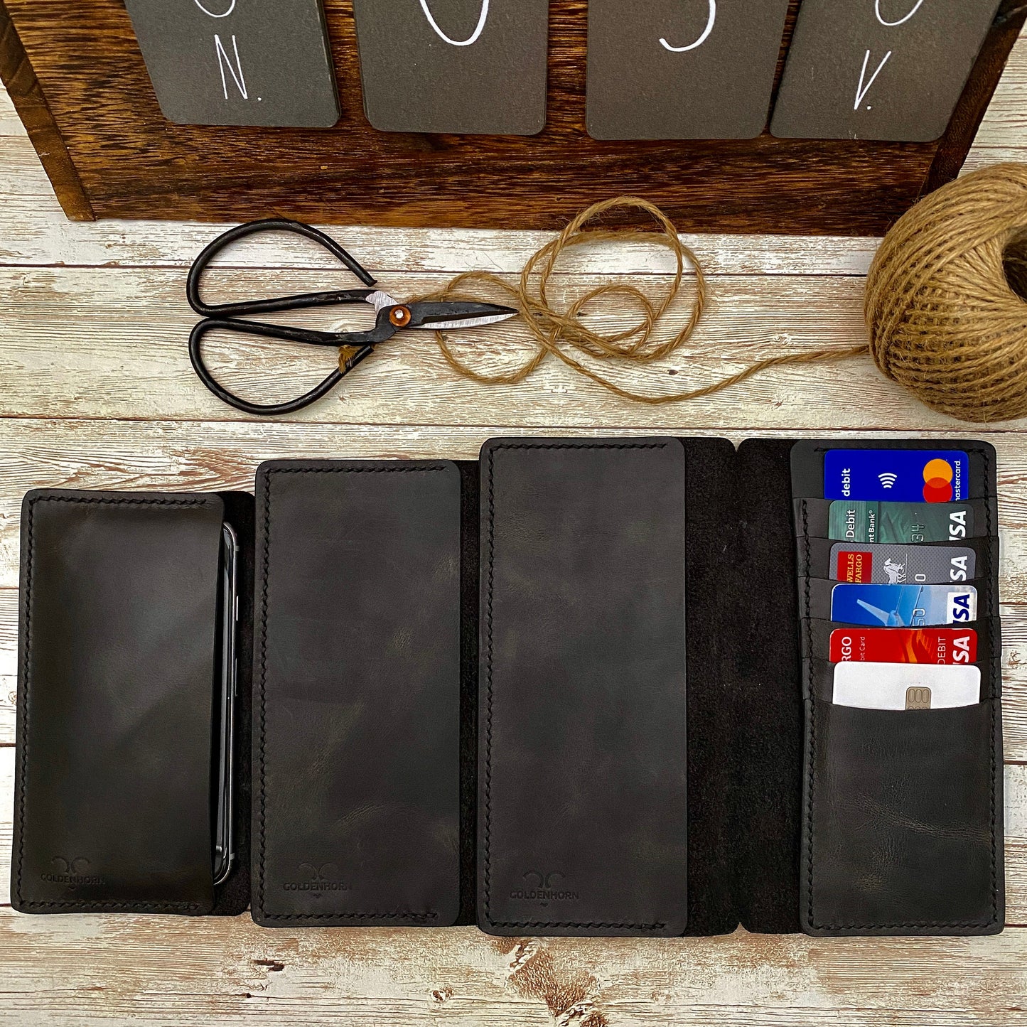 iPhone Leather Wallet Case, Free Personalized Leather Credit Card, Cash and Phone Holder For iPhone 6, 7, 8, X, 11 and 12 Models