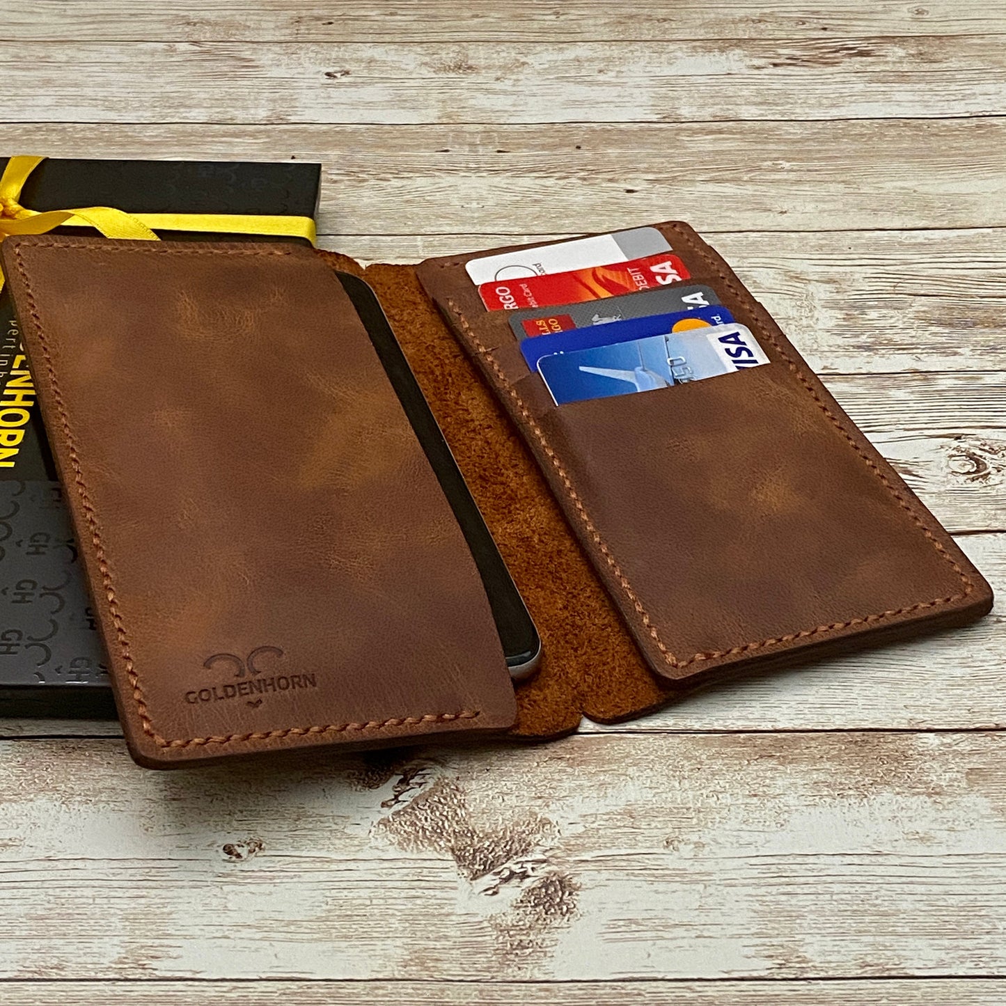 iPhone Leather Wallet Case, Free Personalized Leather Credit Card, Cash and Phone Holder For iPhone 6, 7, 8, X, 11 and 12 Models