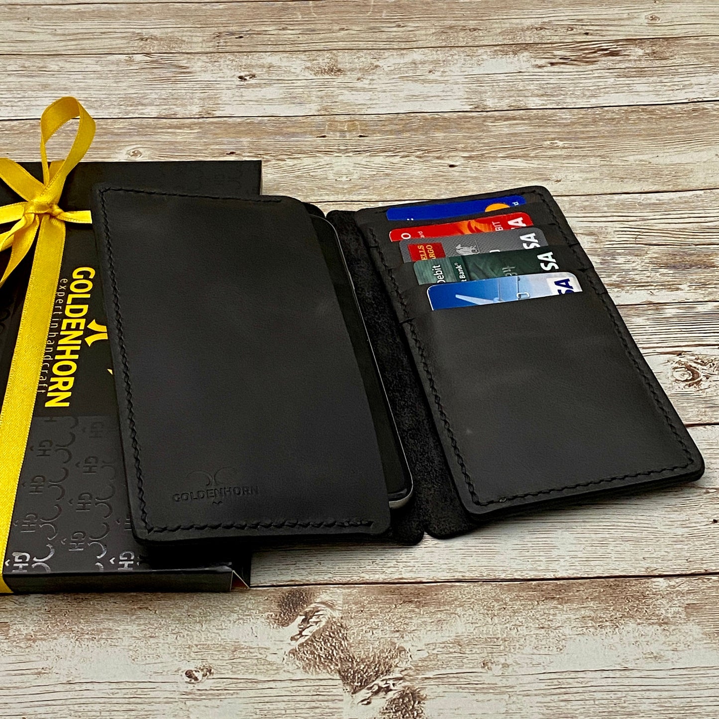 iPhone Leather Wallet Case, Free Personalized Leather Credit Card, Cash and Phone Holder For iPhone 6, 7, 8, X, 11 and 12 Models