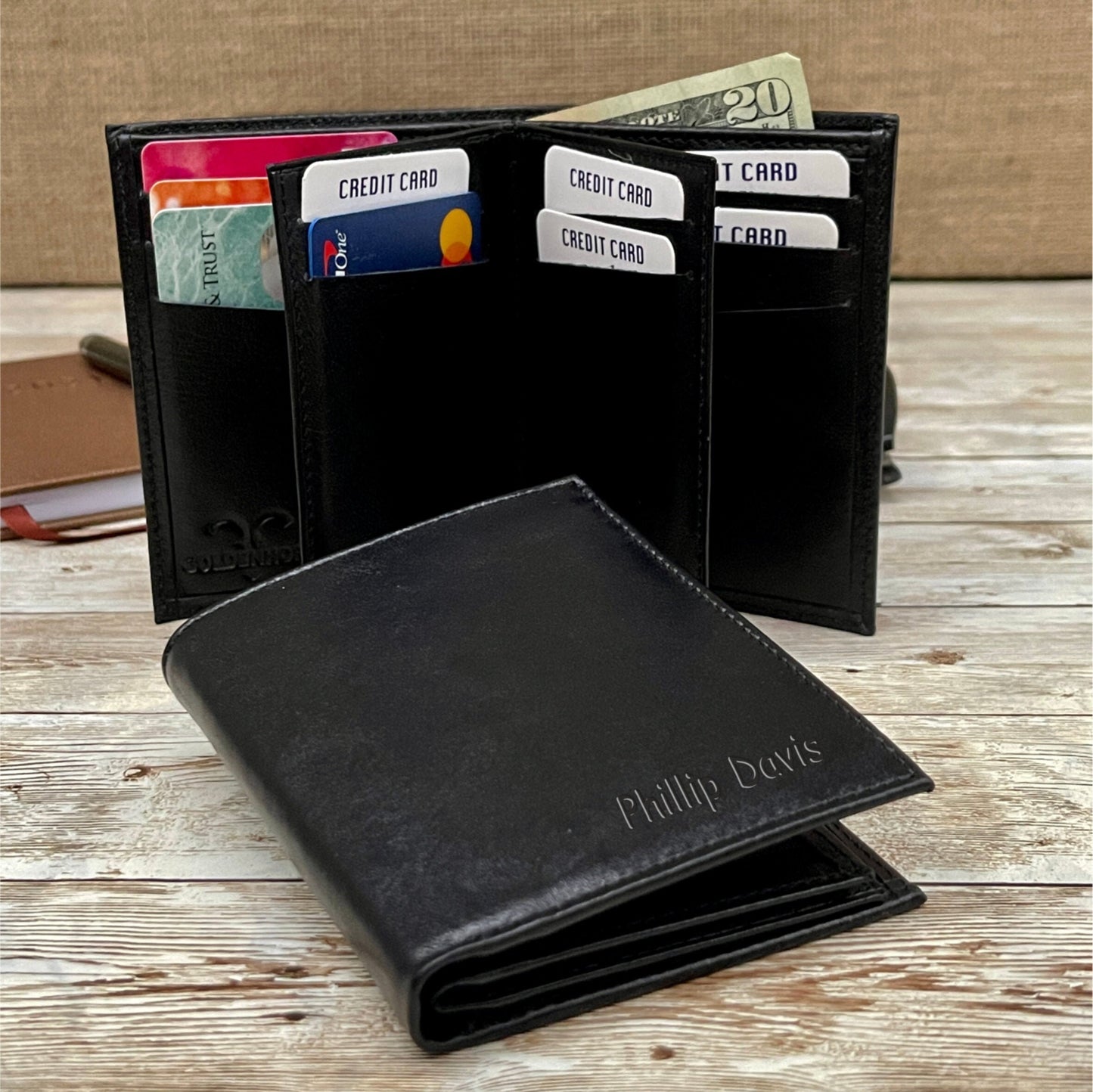 Personalized Mens Wallet / Bifold Mens Wallet / Leather Wallet / Anniversary Gift / Customized Wallet - Gift for Dad / Leather Mens Wallet